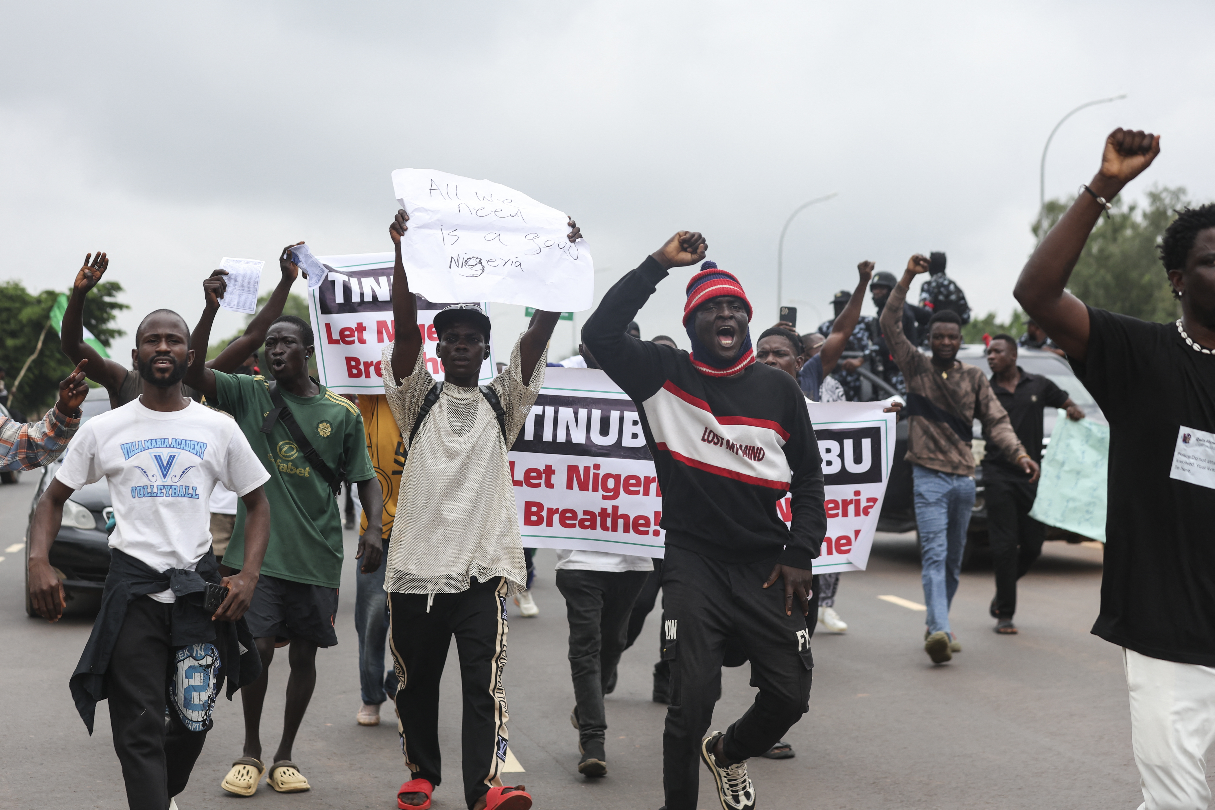 Demonstrators gather during the End Bad Governance protest in Abuja