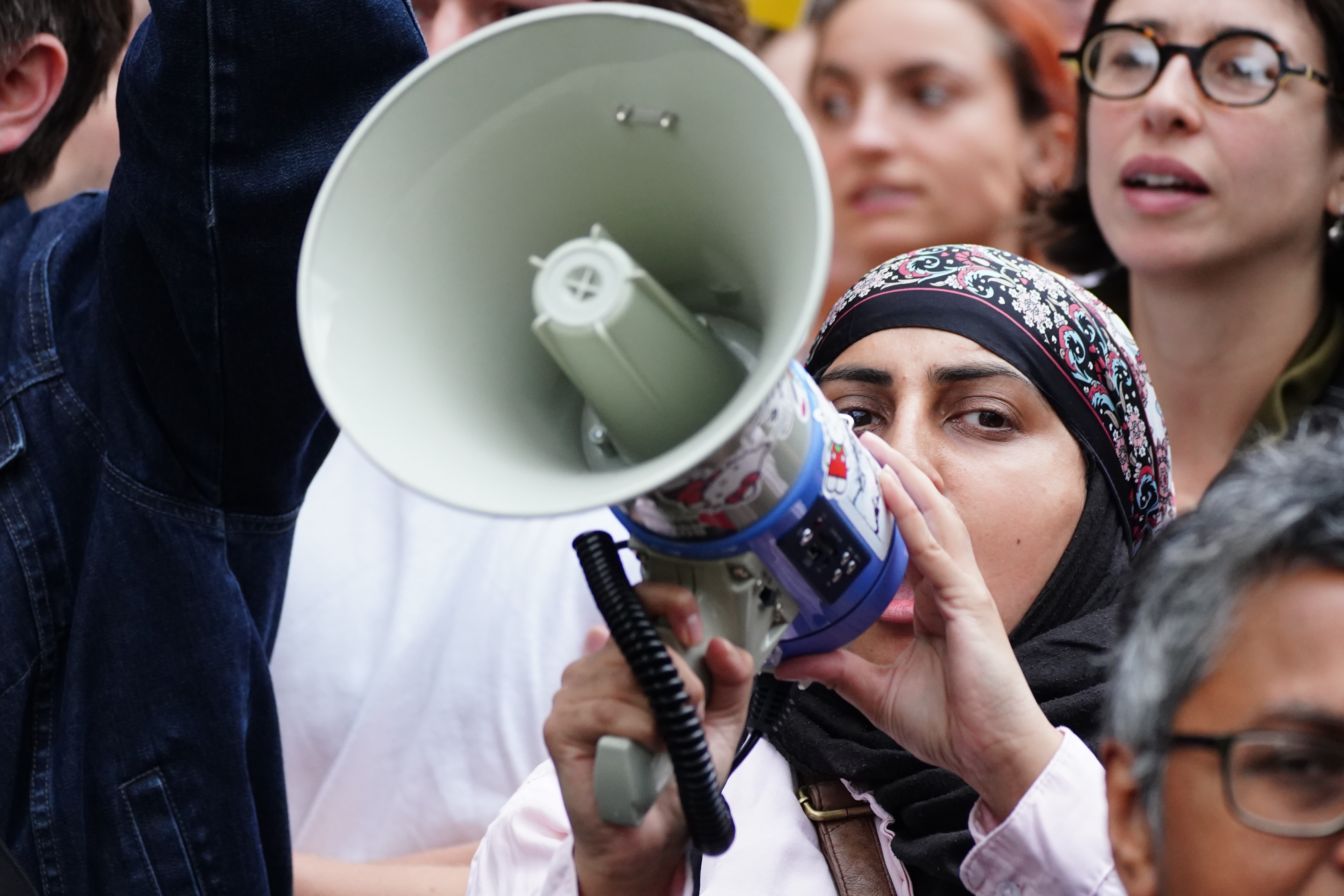 Counter protesters in North Finchley, London ahead of an anti-immigration protest. Picture date: Wednesday August 7, 2024. (Photo by PA Wire/PA Images via Getty Images)
