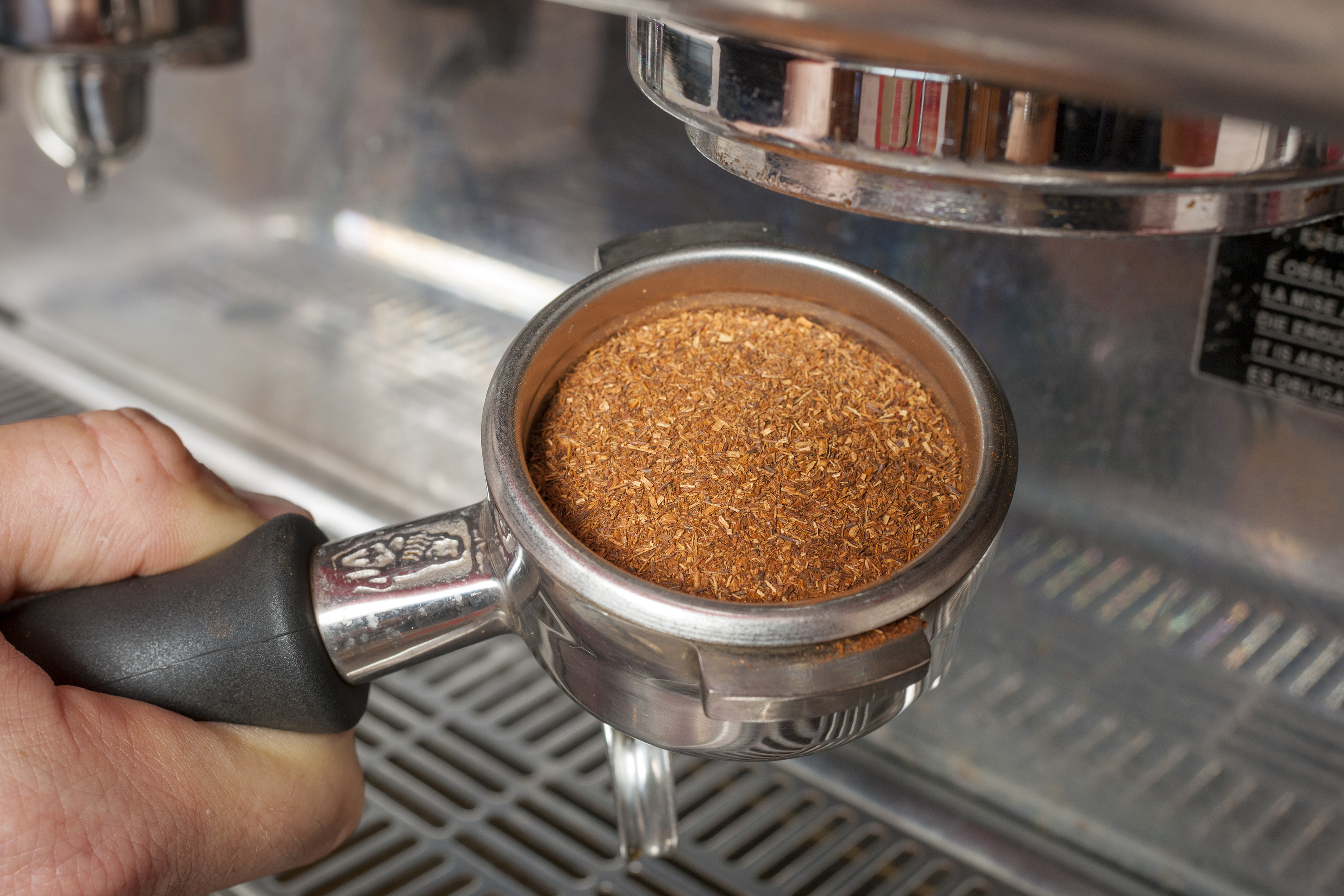 Ground Red Espresso about to be expressed. [Courtesy of Red Espresso]