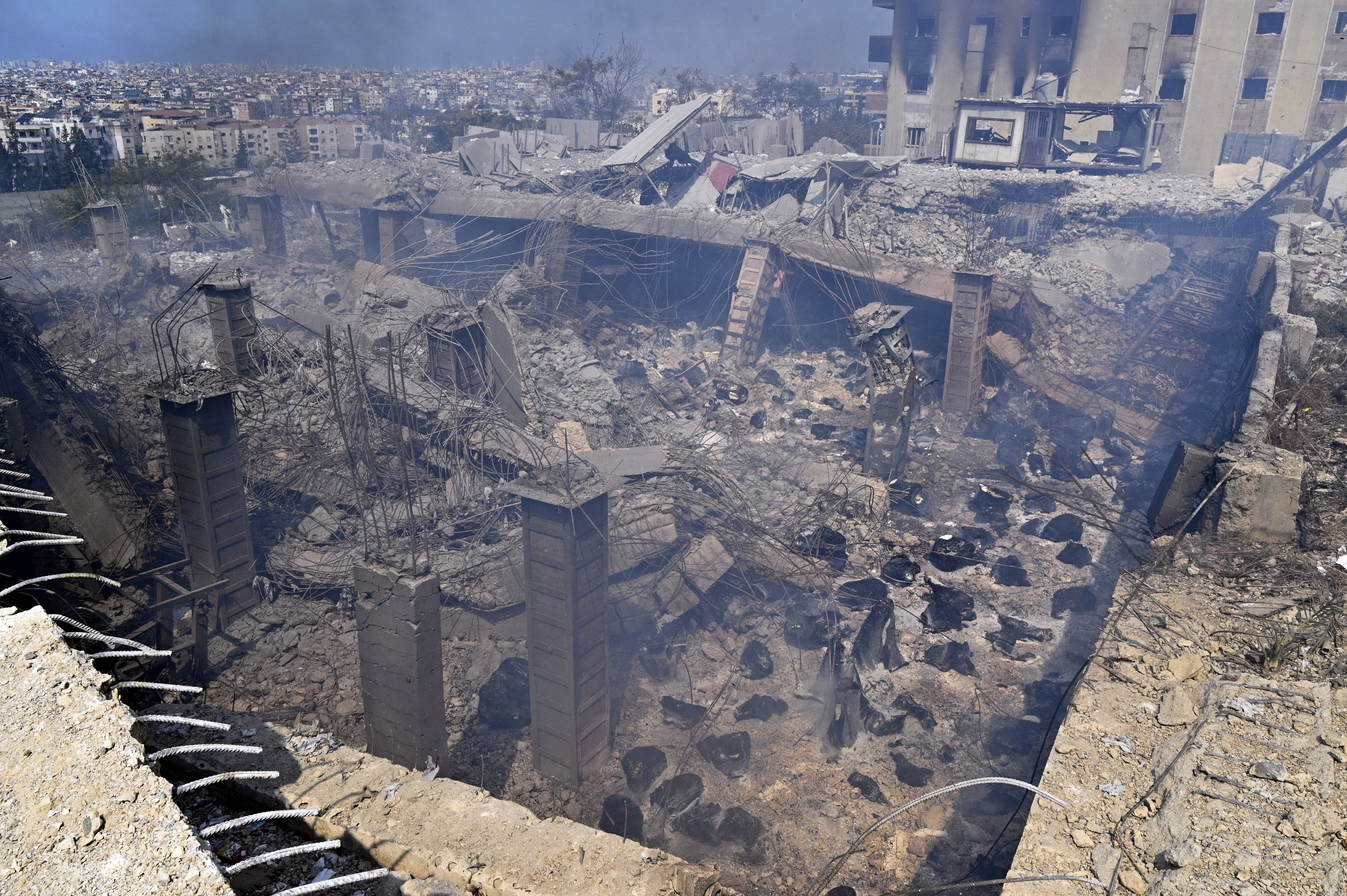 Aftermath of the Israeli strike that killed Hassan Nasrallah