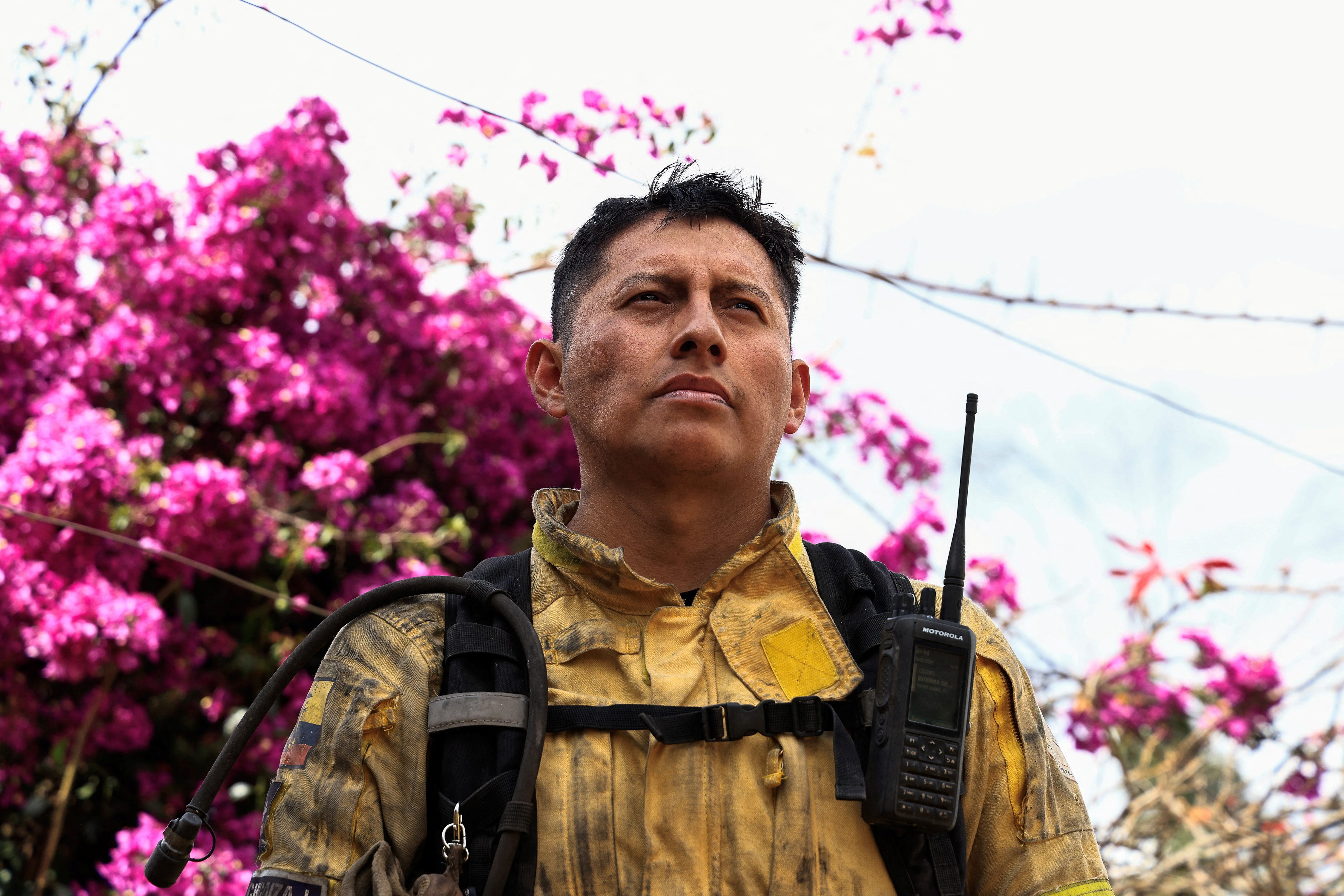 An Ecuadorean firefighter