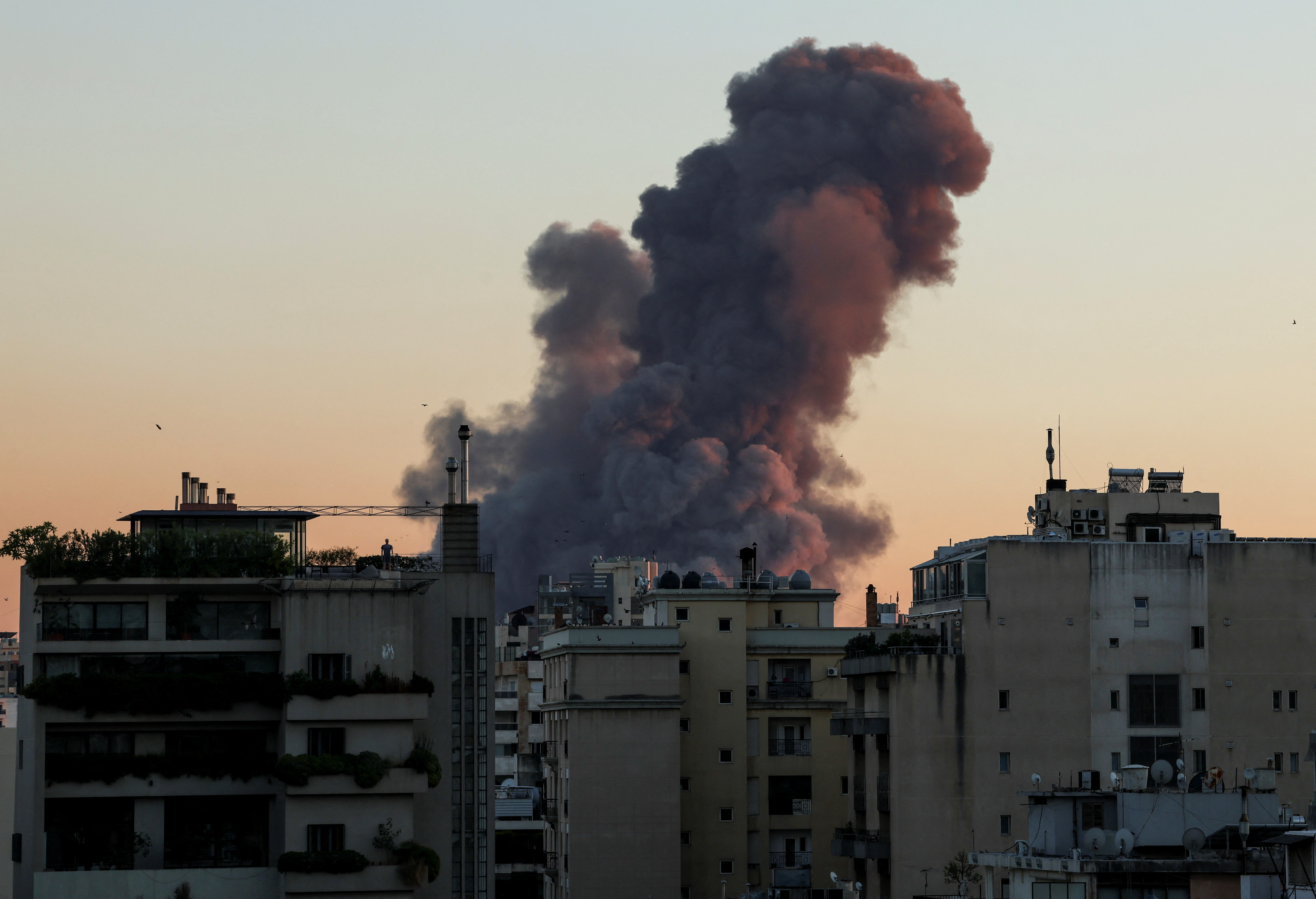 Smoke rises after what Hezbollah's Al-Manar tv says was an Israeli strike