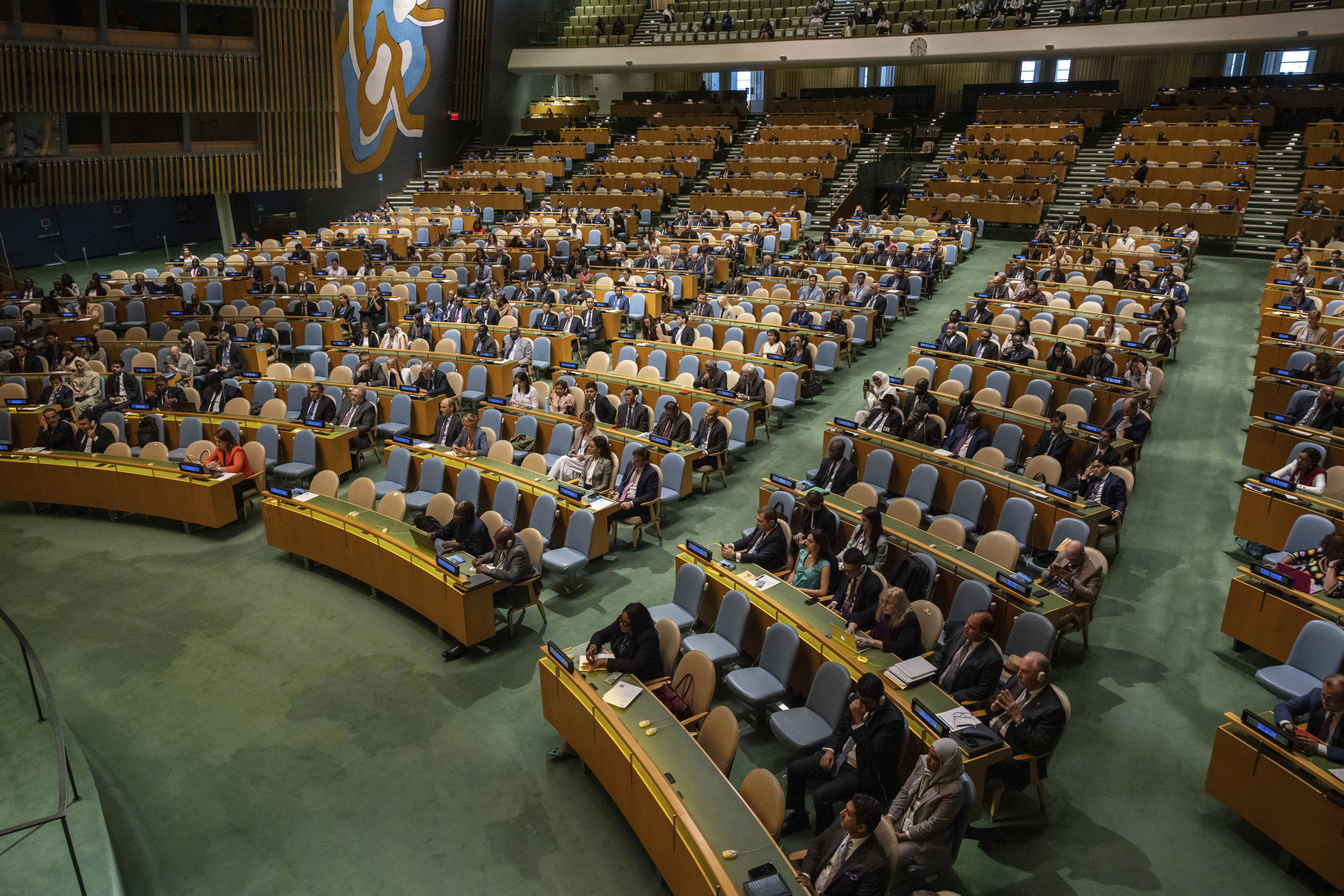A general view shows the 79th session of the United Nations General Assembly, Tuesday, Sept. 10, 2024. (AP Photo/Yuki Iwamura)