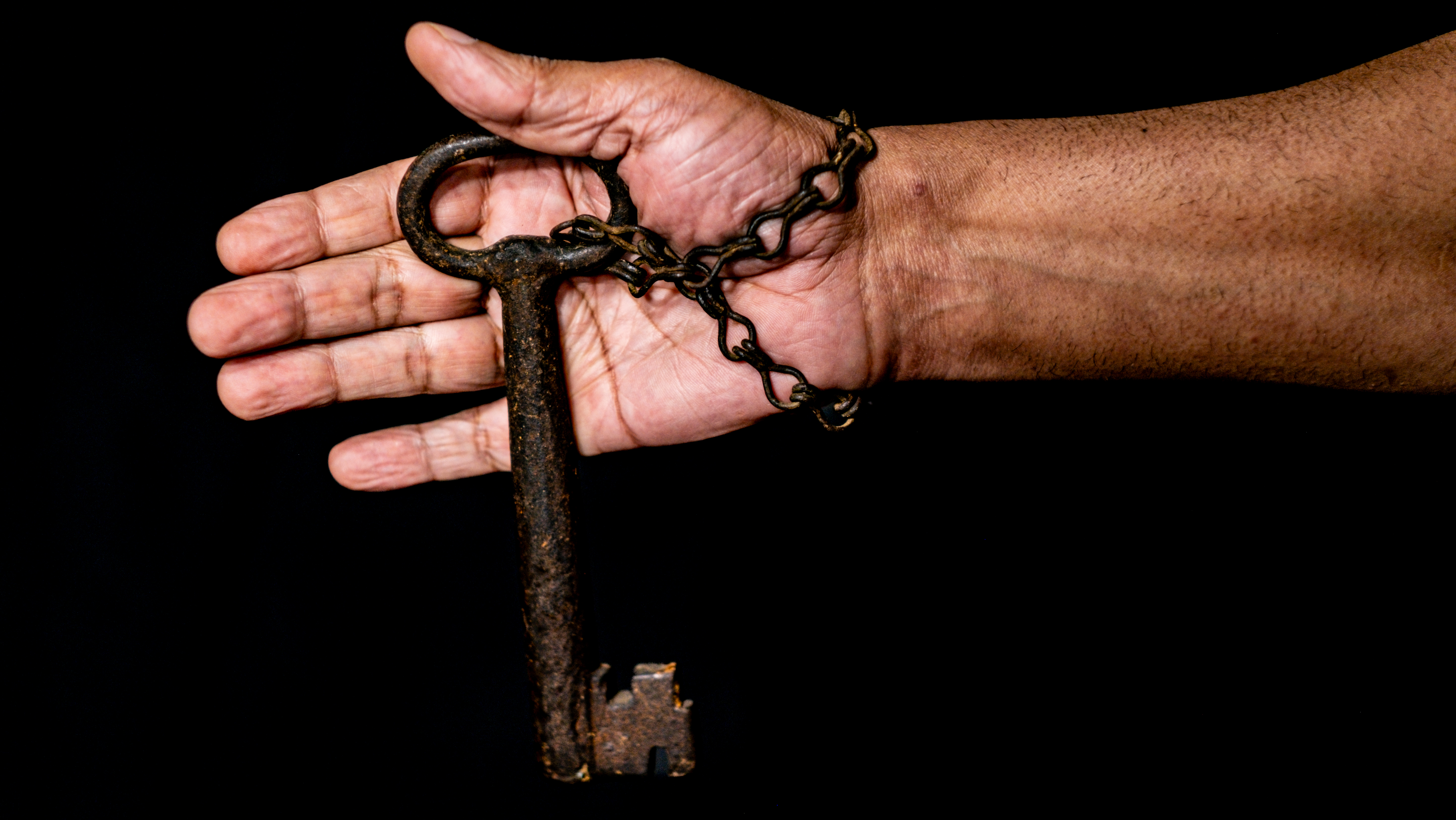 A Palestinian refugee shows the key from his family's home in Hebron [Nils Adler/Al Jazeera]