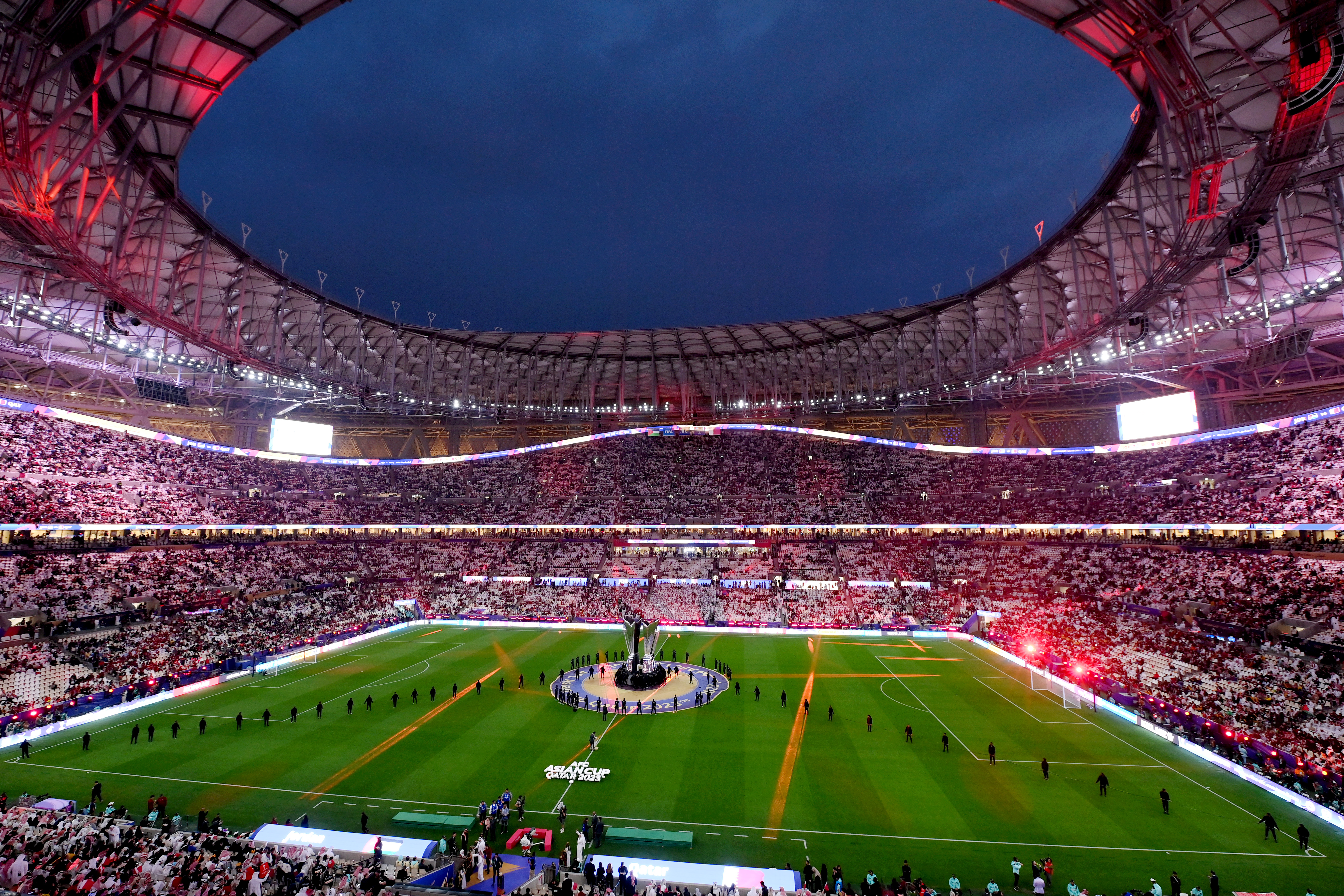 LUSAIL CITY, QATAR - FEBRUARY 10: General view inside the stadium prior to the AFC Asian Cup final match between Jordan and Qatar at Lusail Stadium on February 10, 2024 in Lusail City, Qatar. (Photo by Adam Nurkiewicz/Getty Images)