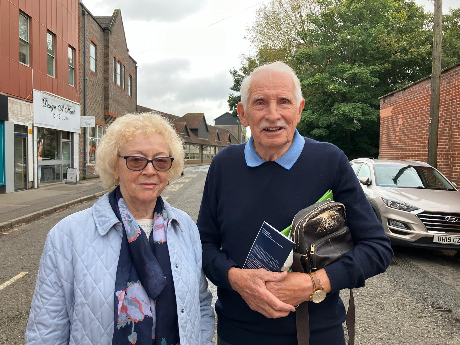 Retirees John and Vandra Butler are backing their local MP, Tom Tugendhat, in the race to lead the Conservative Party [Anealla Safdar/Al Jazeera]