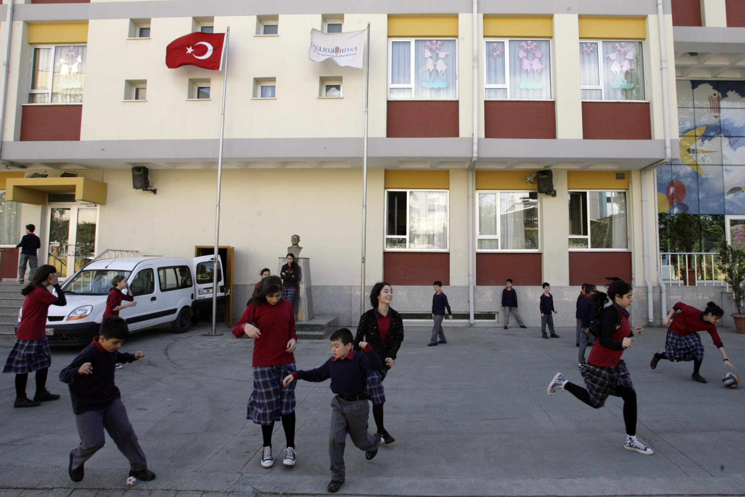Students play in schoolyard