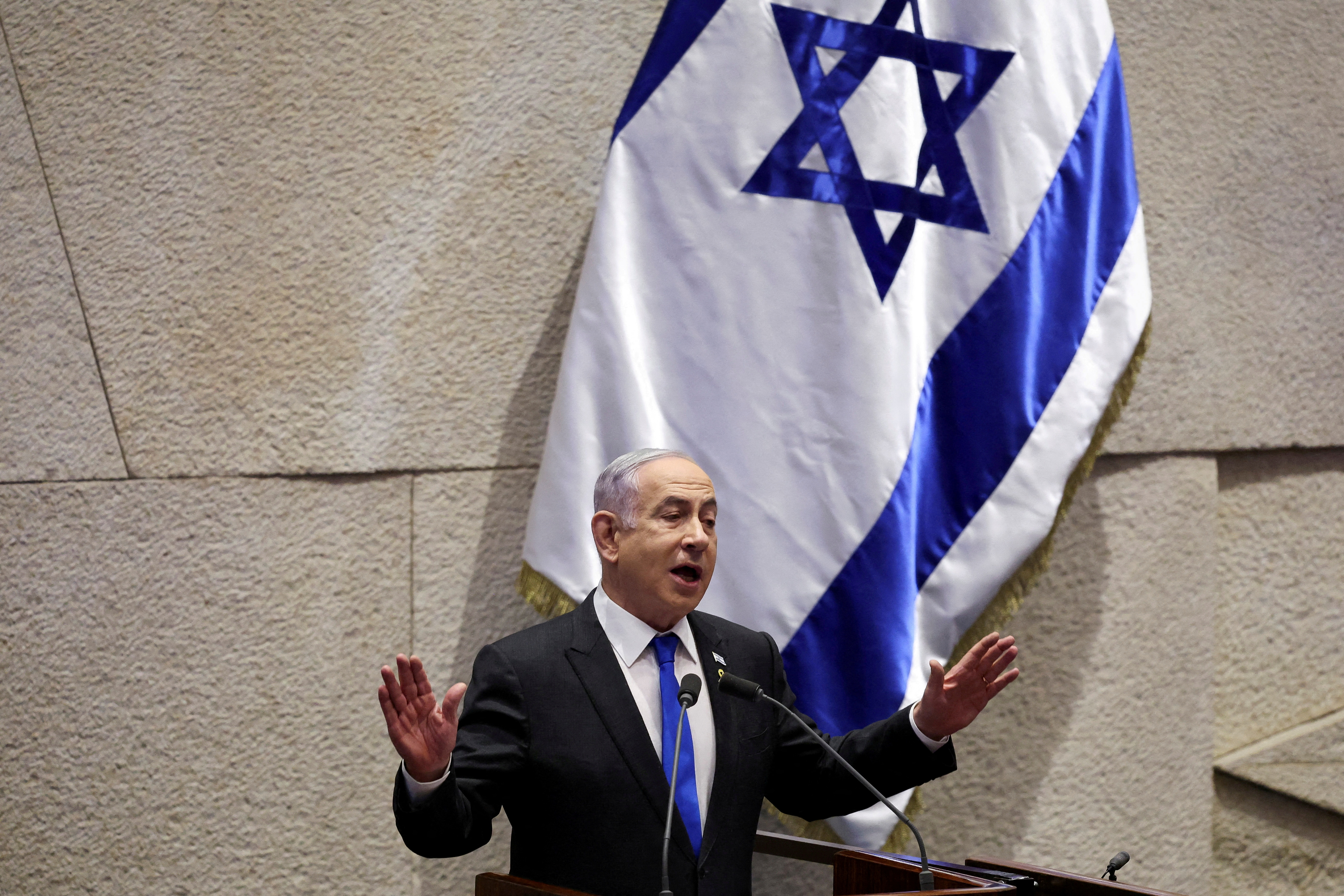 Israeli Prime Minister Benjamin Netanyahu attends a discussion at the Israeli Parliament Knesset in Jerusalem July 17