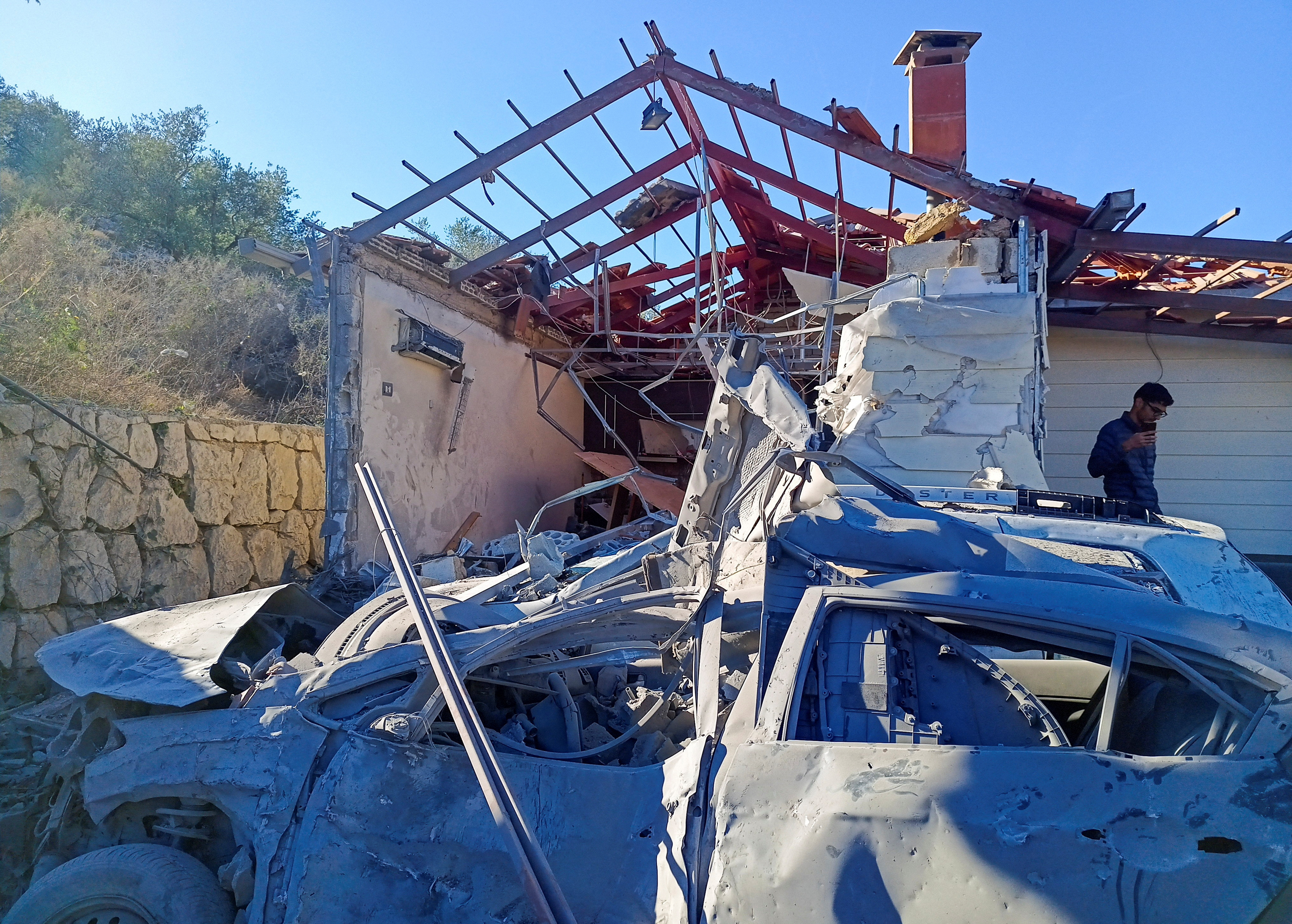 Aftermath of an Israeli strike in Hasbaya
