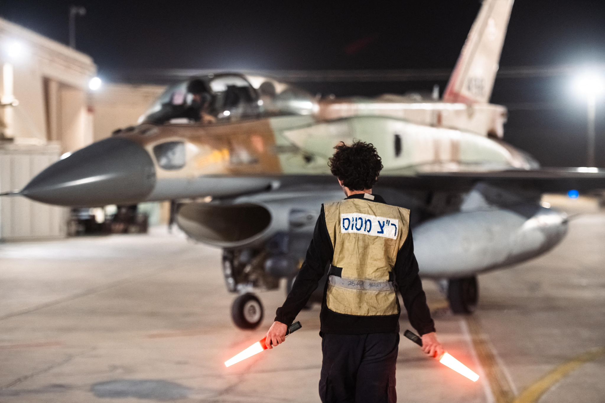Israeli fighter jet departing a hangar