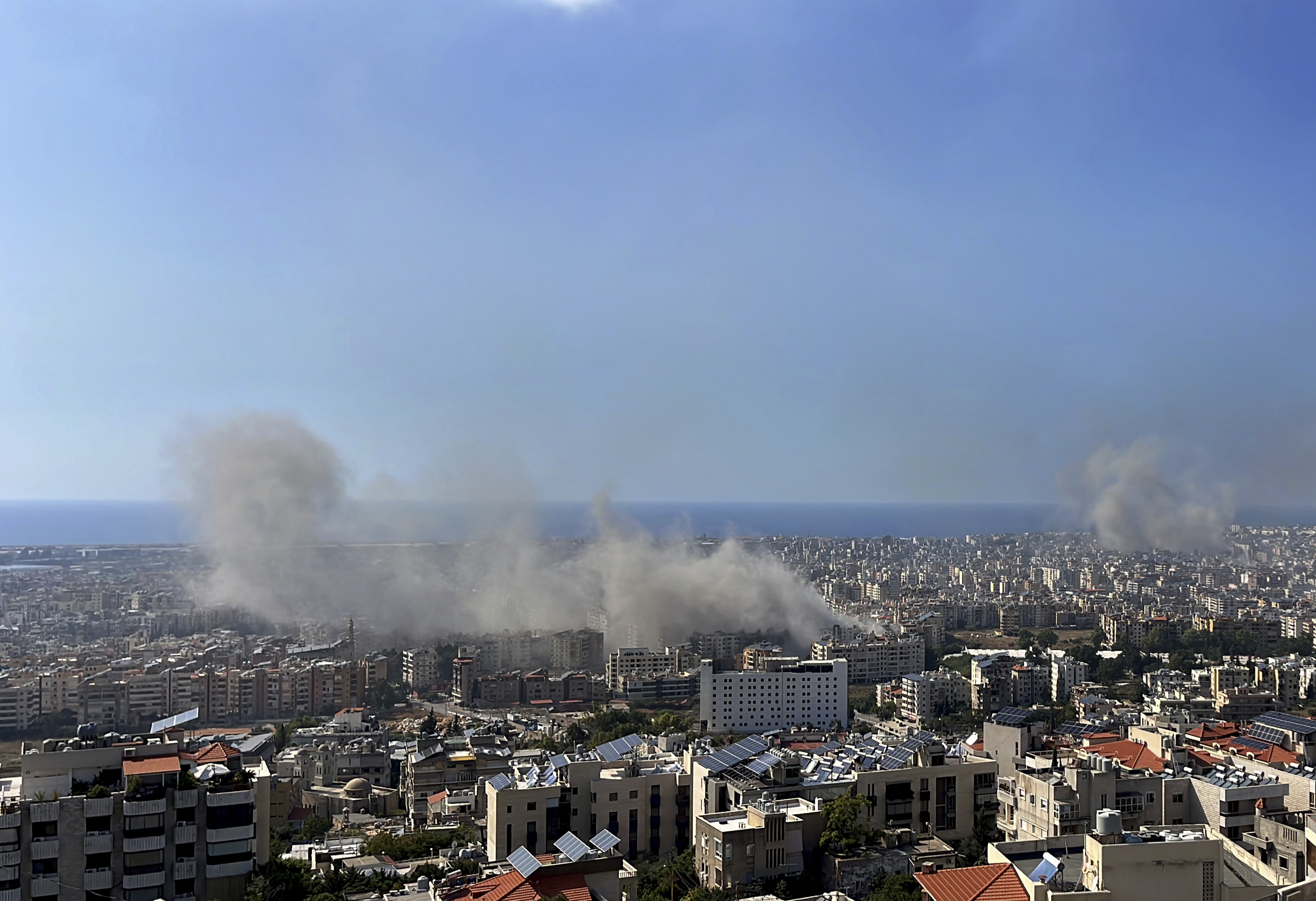 Smoke rises in Dahiyeh, Beirut, Lebanon, Thursday