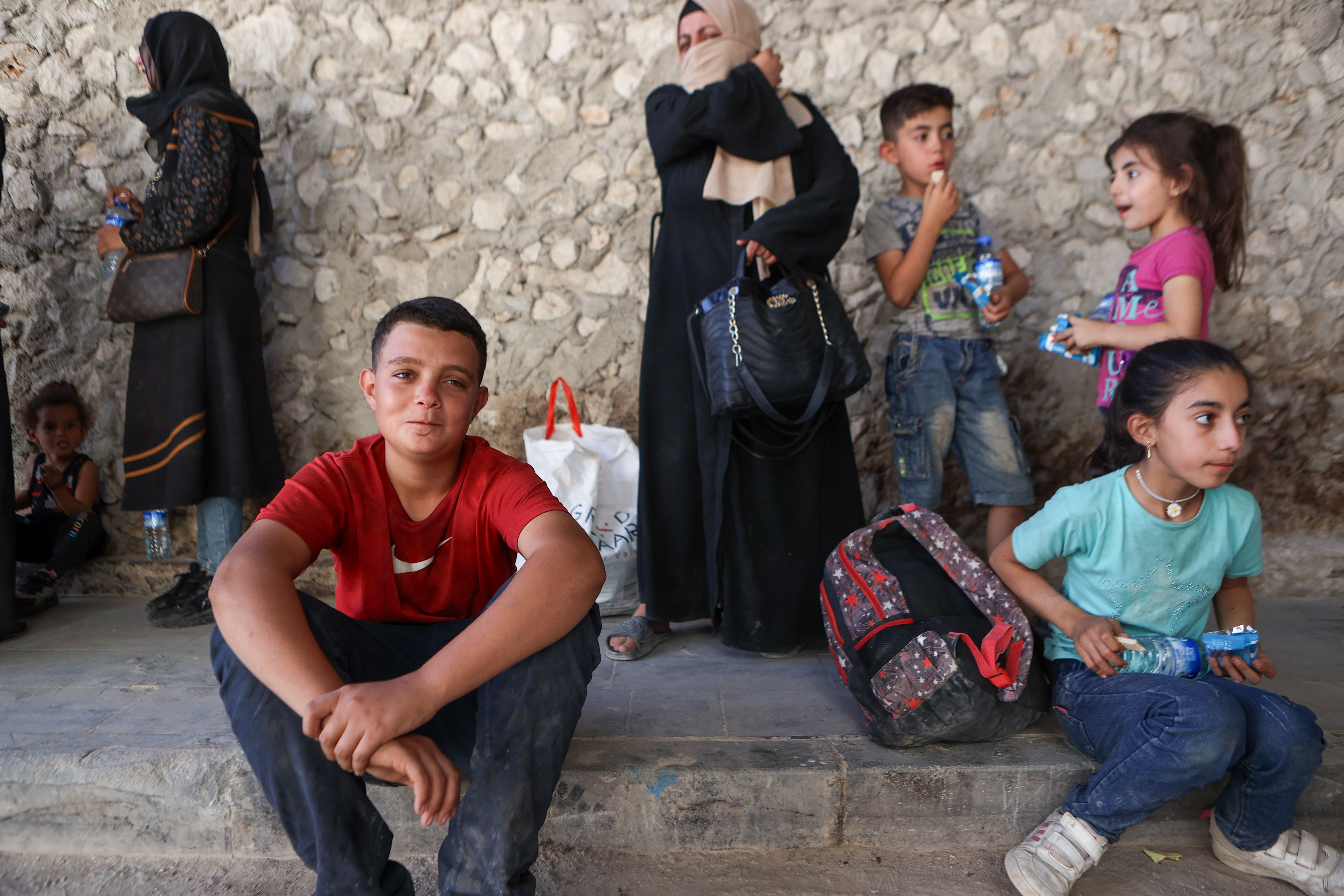 Syrian families arriving from Lebanon to Qah area in Idlib countryside
