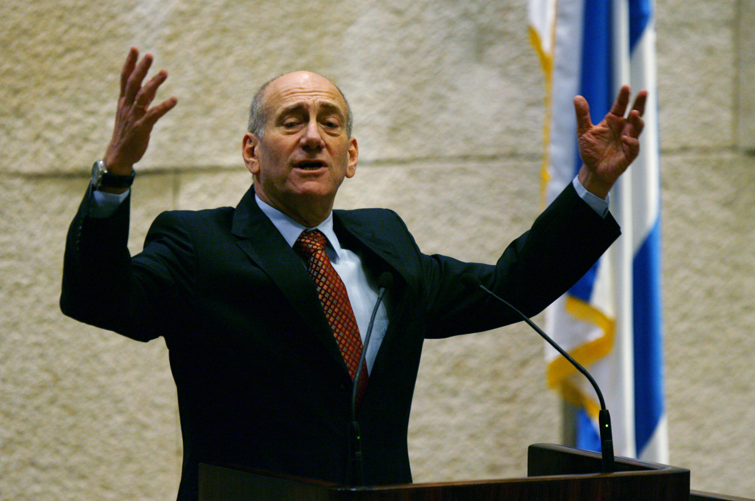 Israel's Prime Minister Ehud Olmert speaks during a session of the Knesset.