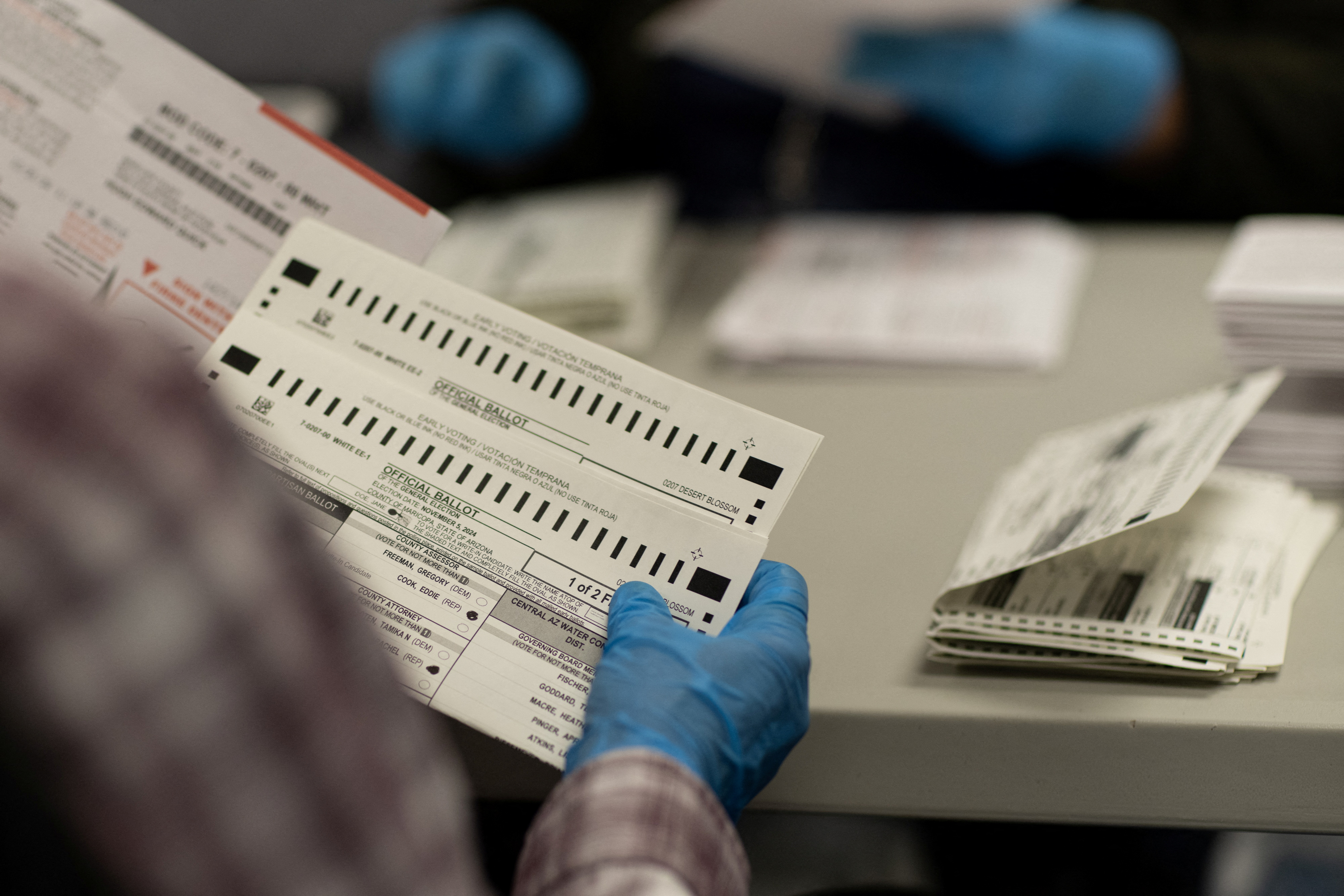 Election workers count ballots