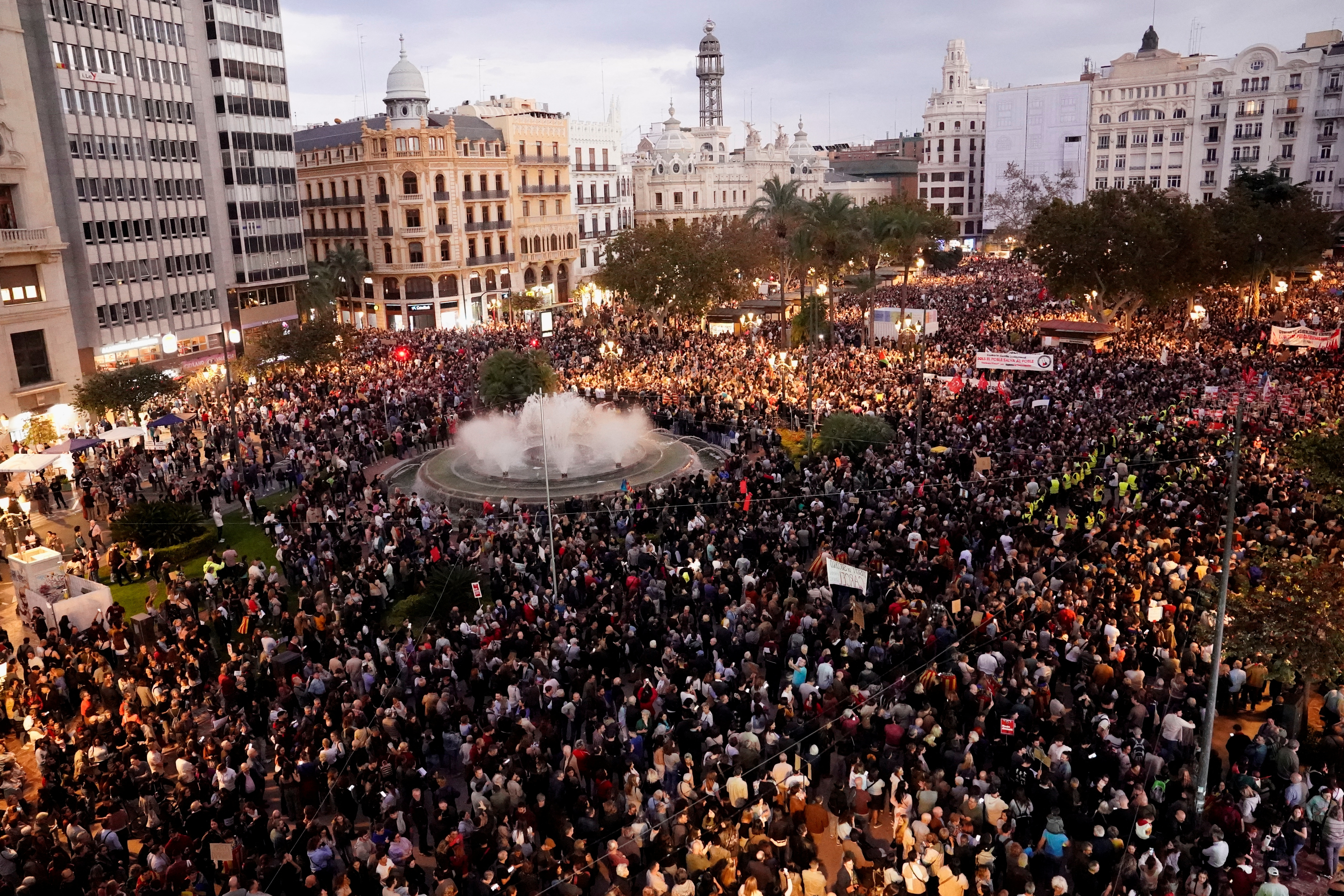 Civil groups and unions protest against the management of the emergency response to the deadly floods in eastern Spain, in Valencia, Spain