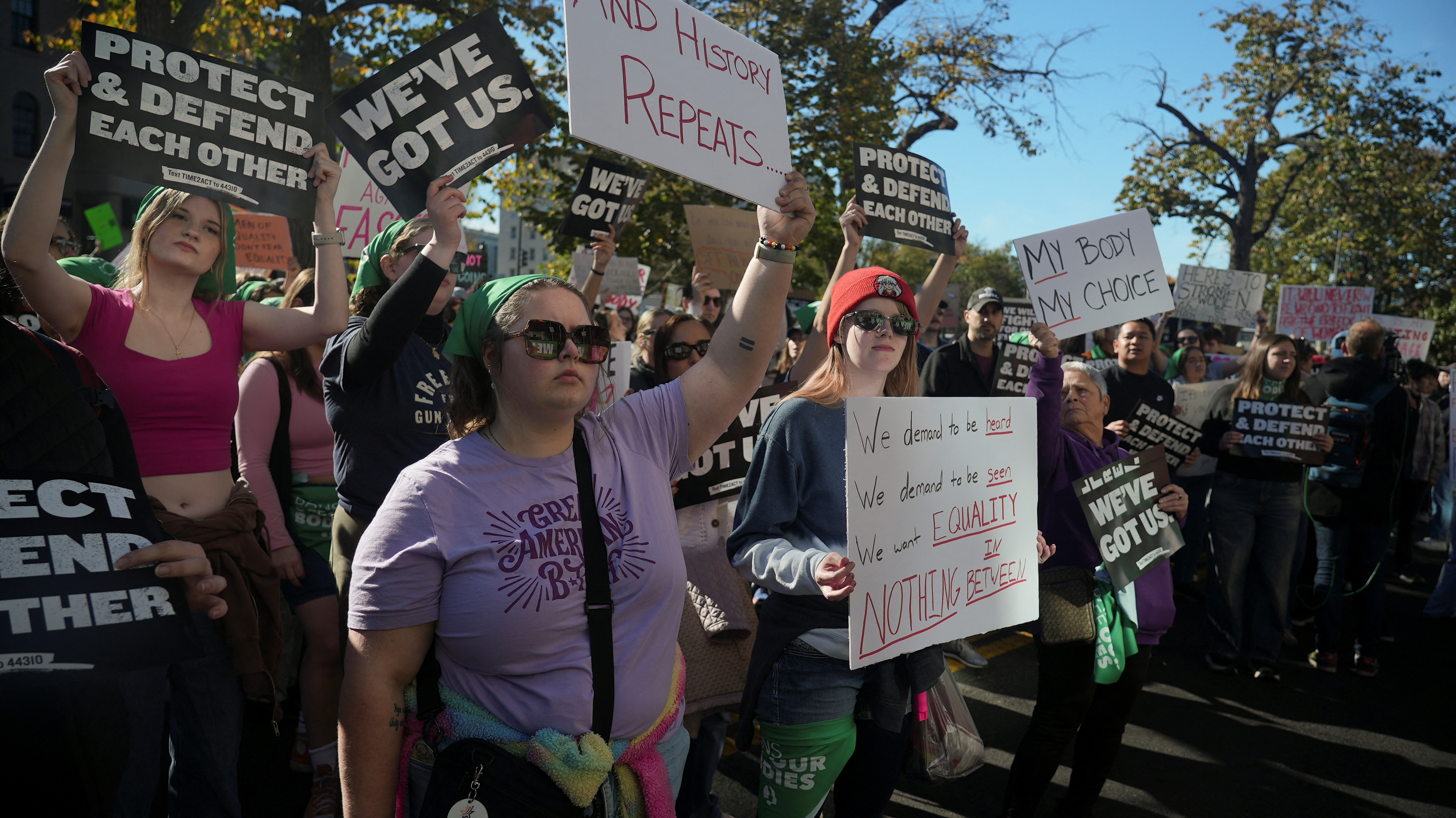 Protesters rally against Donald Trump's victory in Washington, DC