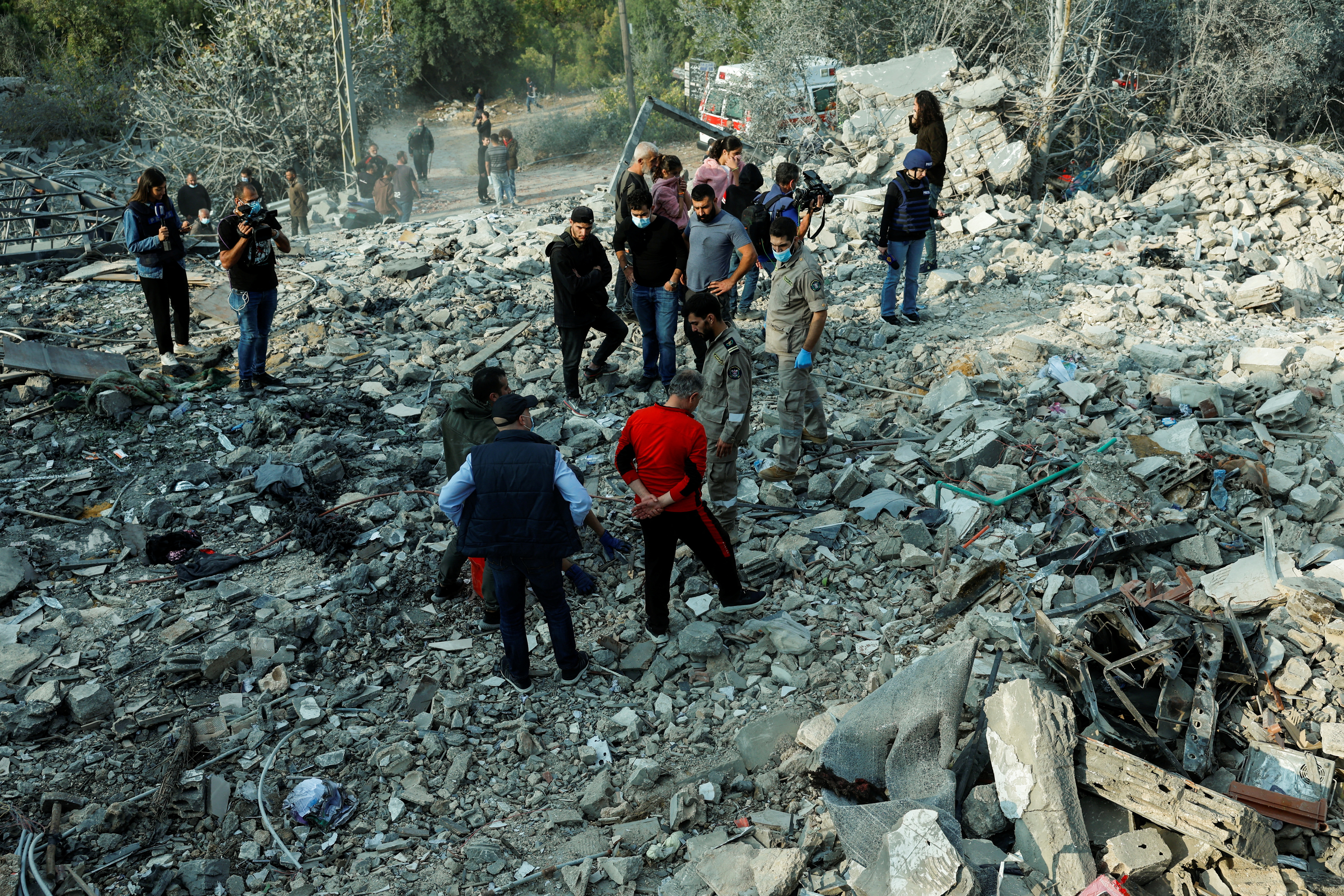 Aftermath of an Israeli strike, in the town of Almat