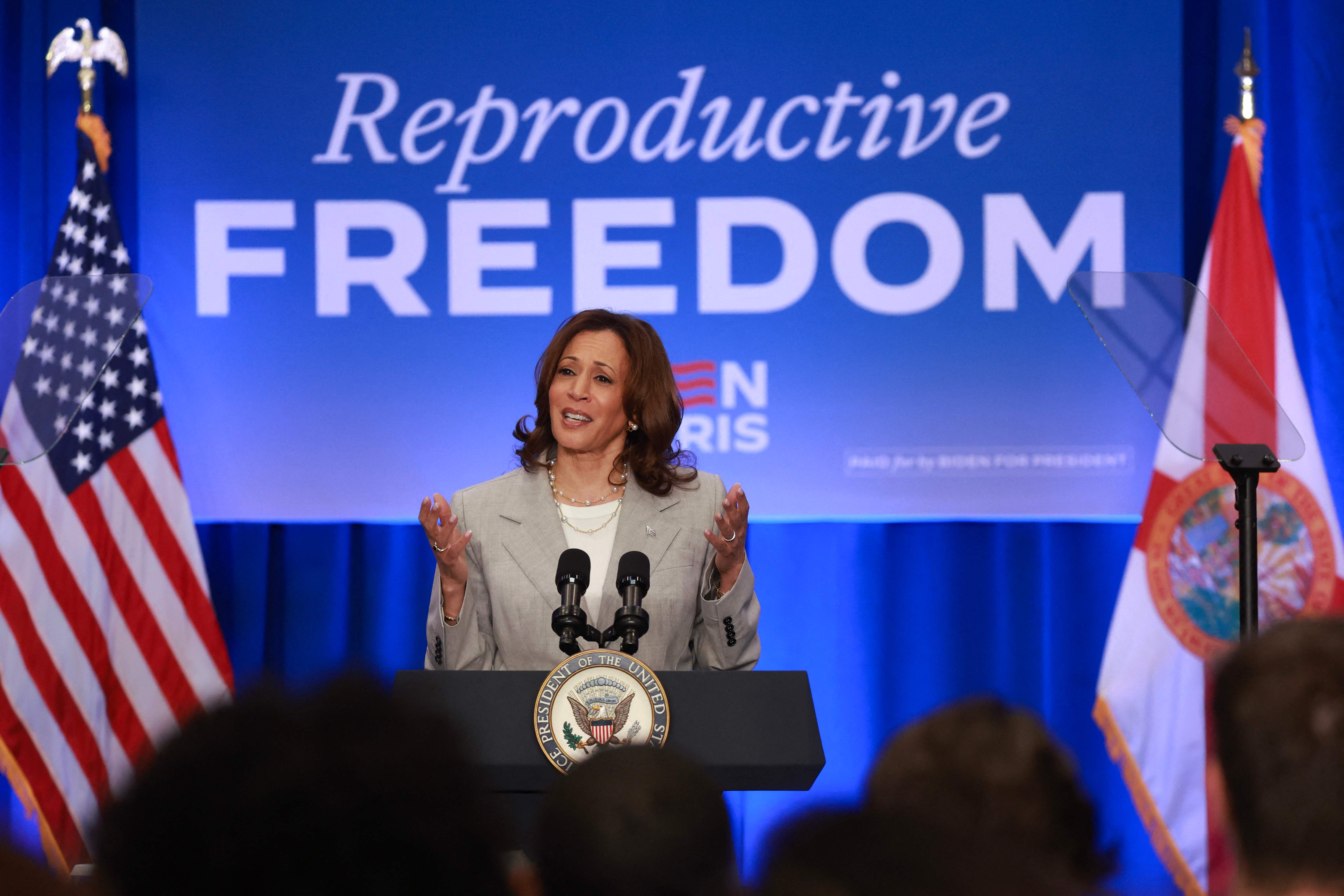 VP Harris Campaigns In Florida As State's Restrictive Abortion Law Takes Effect