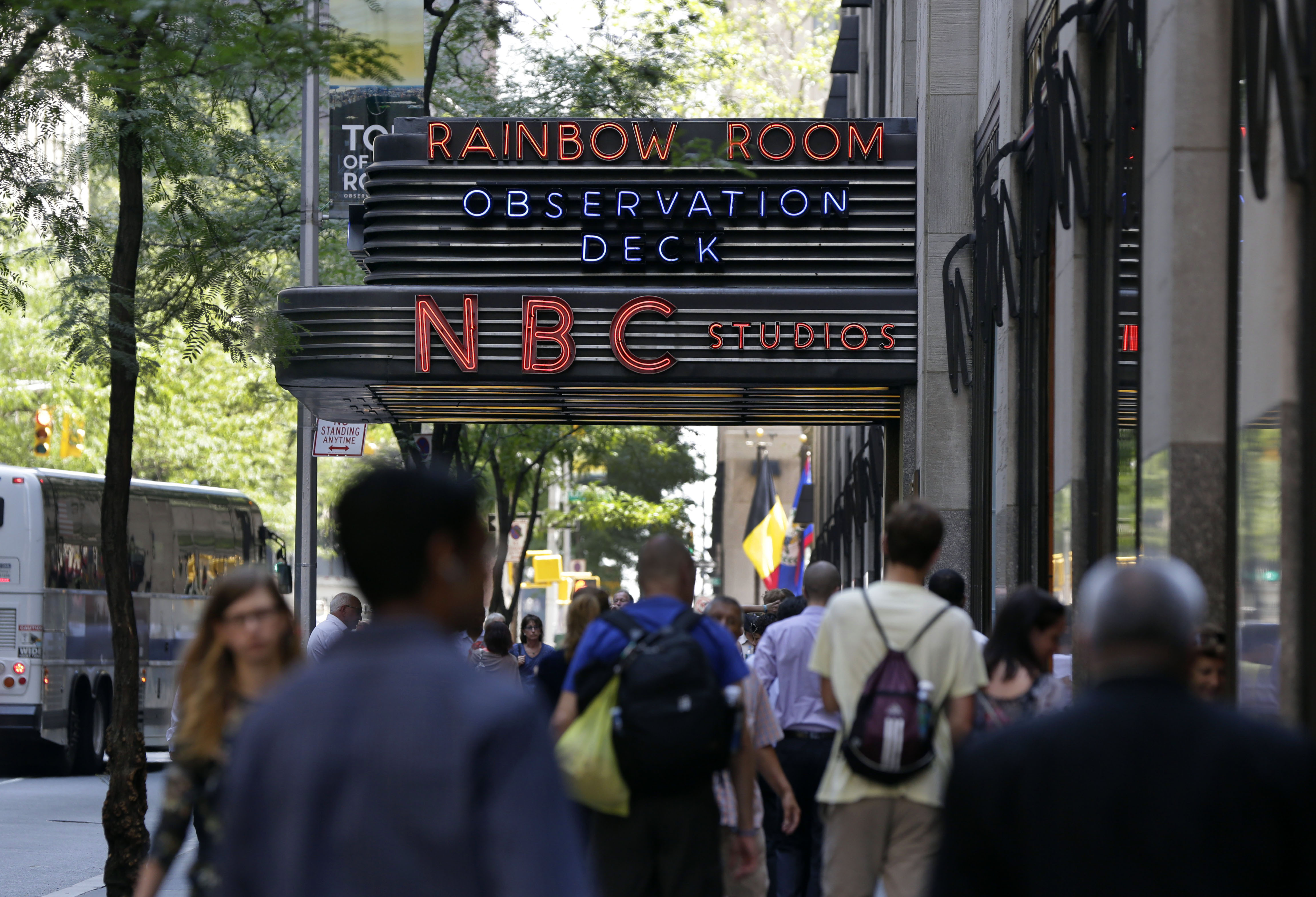 The marquee on the GE Building, 30 Rockefeller Plaza, in New York