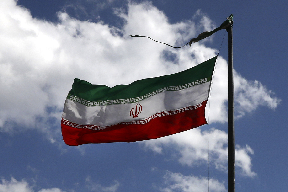 Iran's national flag waves in northern Tehran