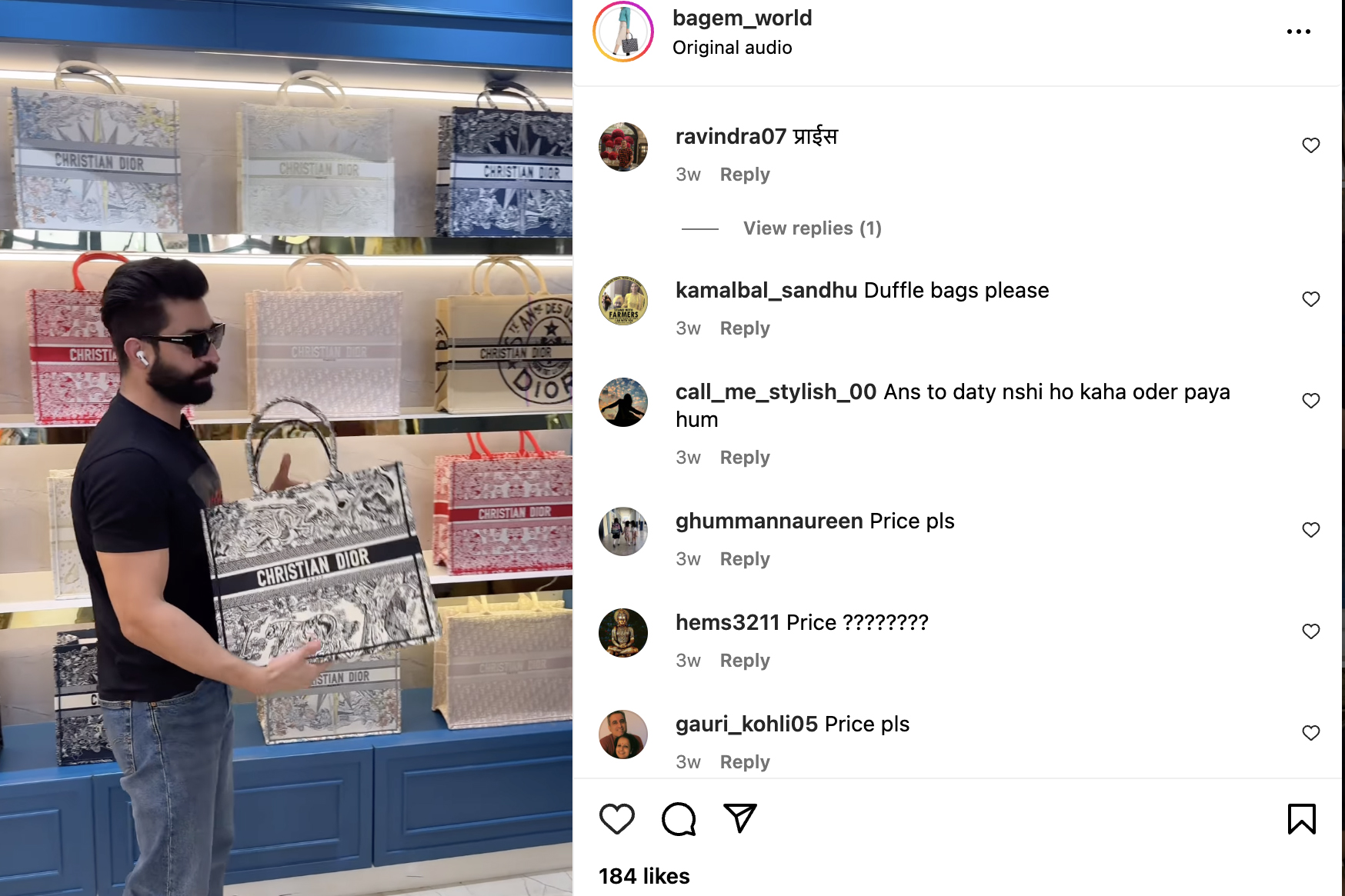 screenshot of fake designer bags