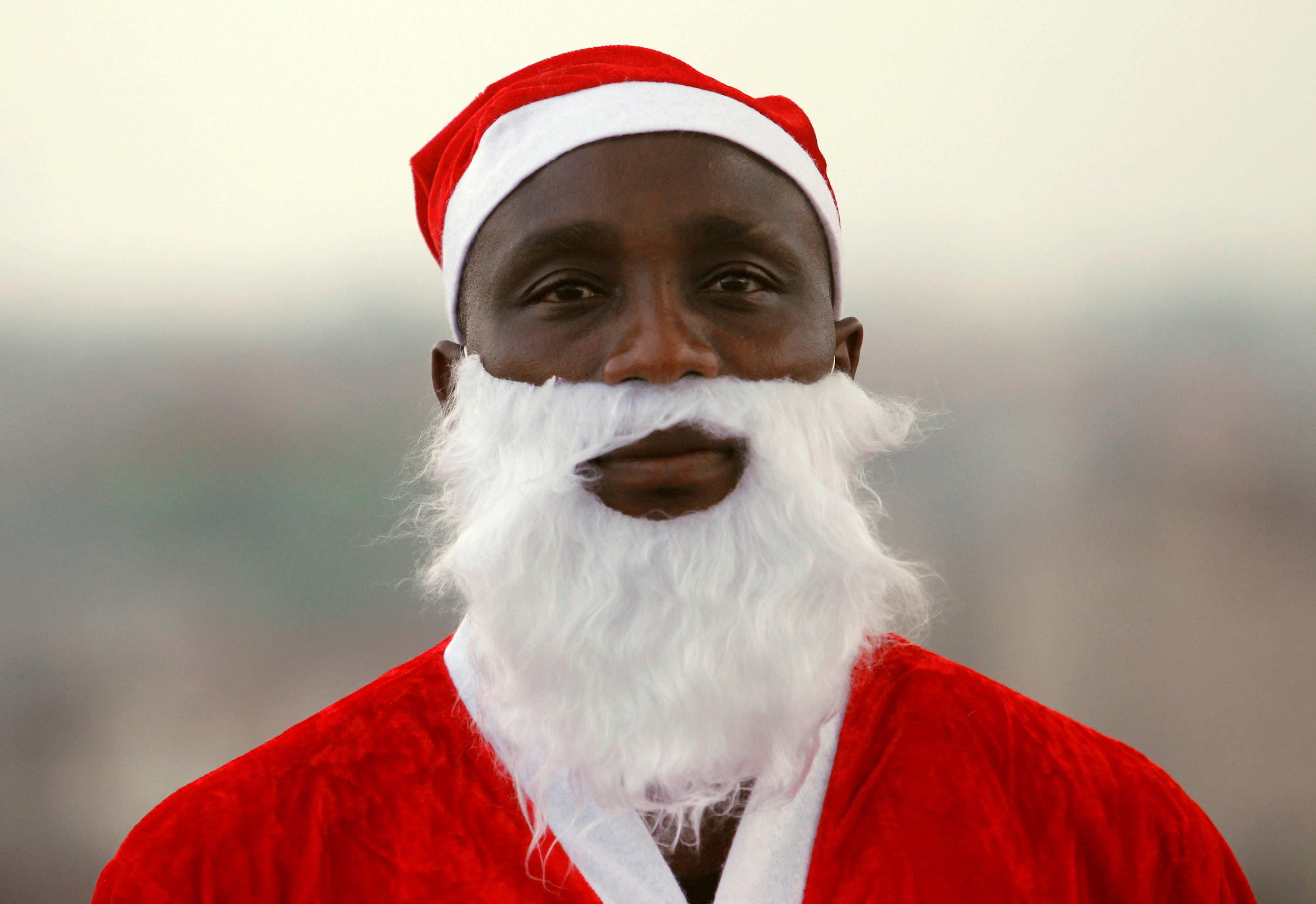 A man dressed as a Santa Claus in Abidjan