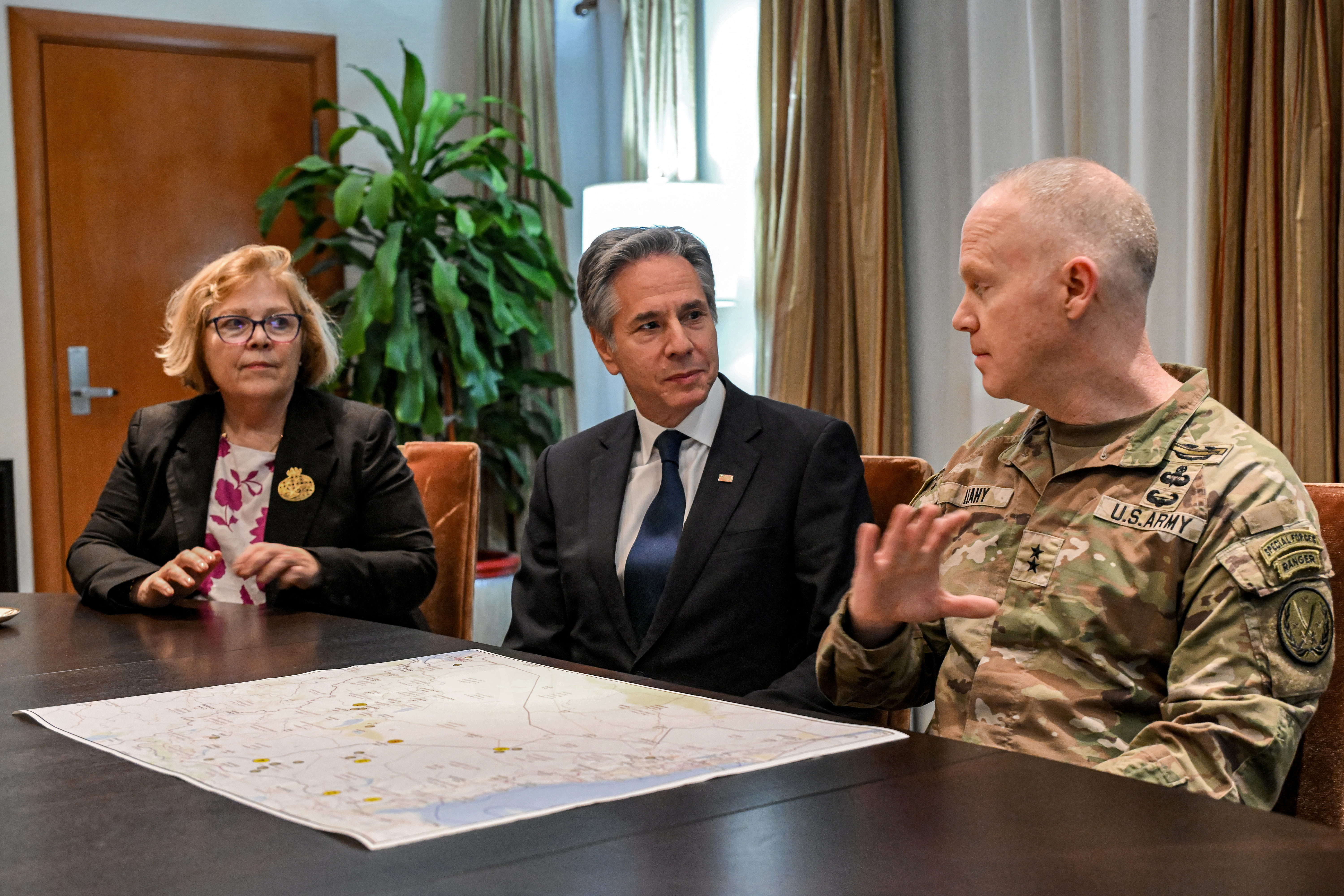 US Secretary of State Antony Blinken attends a briefing in Iraq