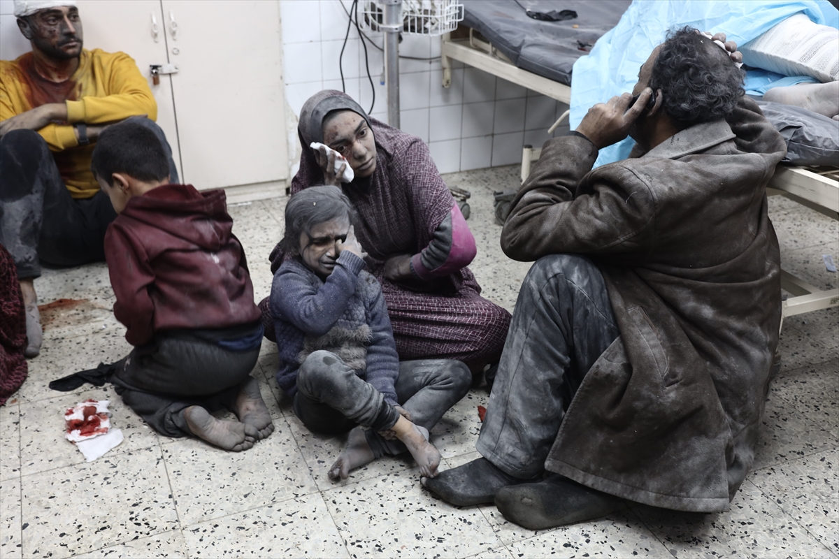 DECEMBER 04: (EDITOR'S NOTE: Image depicts graphic content) Injured Palestinians,including children are brought to Al-Ahli Baptist Hospital for medical treatment following an Israeli attack on Gaza City, Gaza on December 04, 2024. The attack resulted in casualties and injuries, including children. Photojournalist:Abood Abu Salama