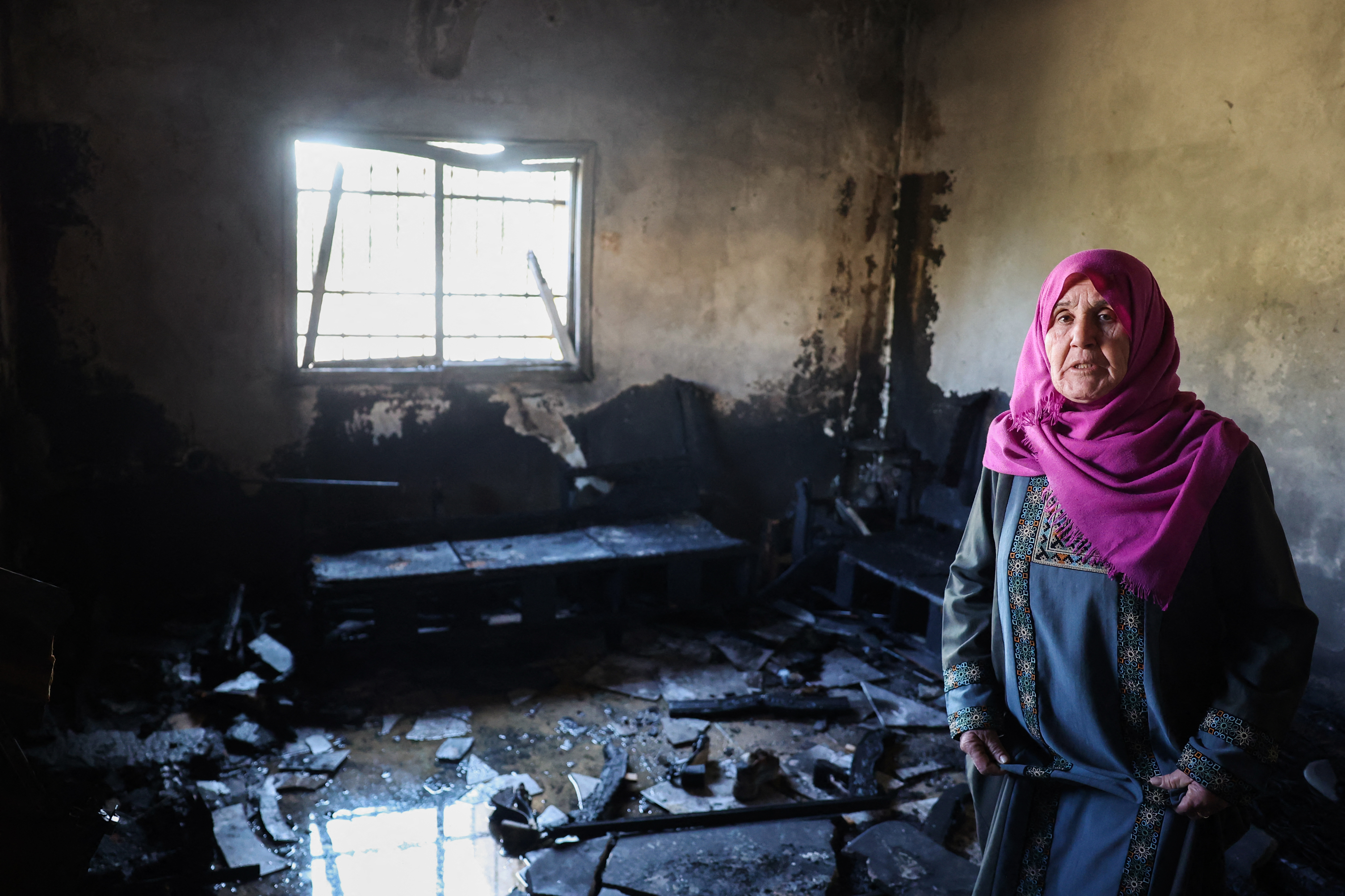 A Palestinian woman in Huwara town south of Nablus