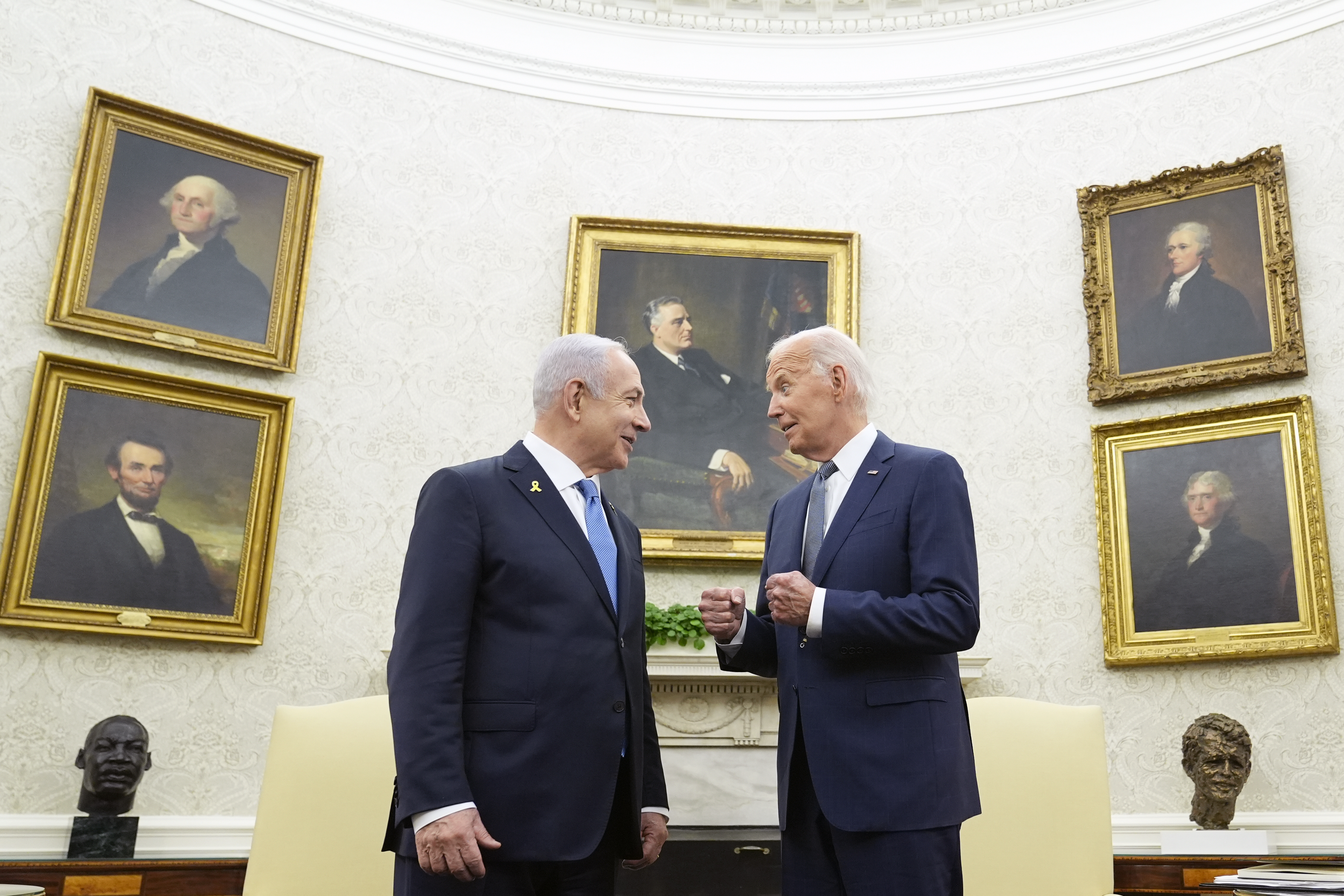 President Joe Biden and Prime Minister Benjamin Netanyahu meet in the Oval Office