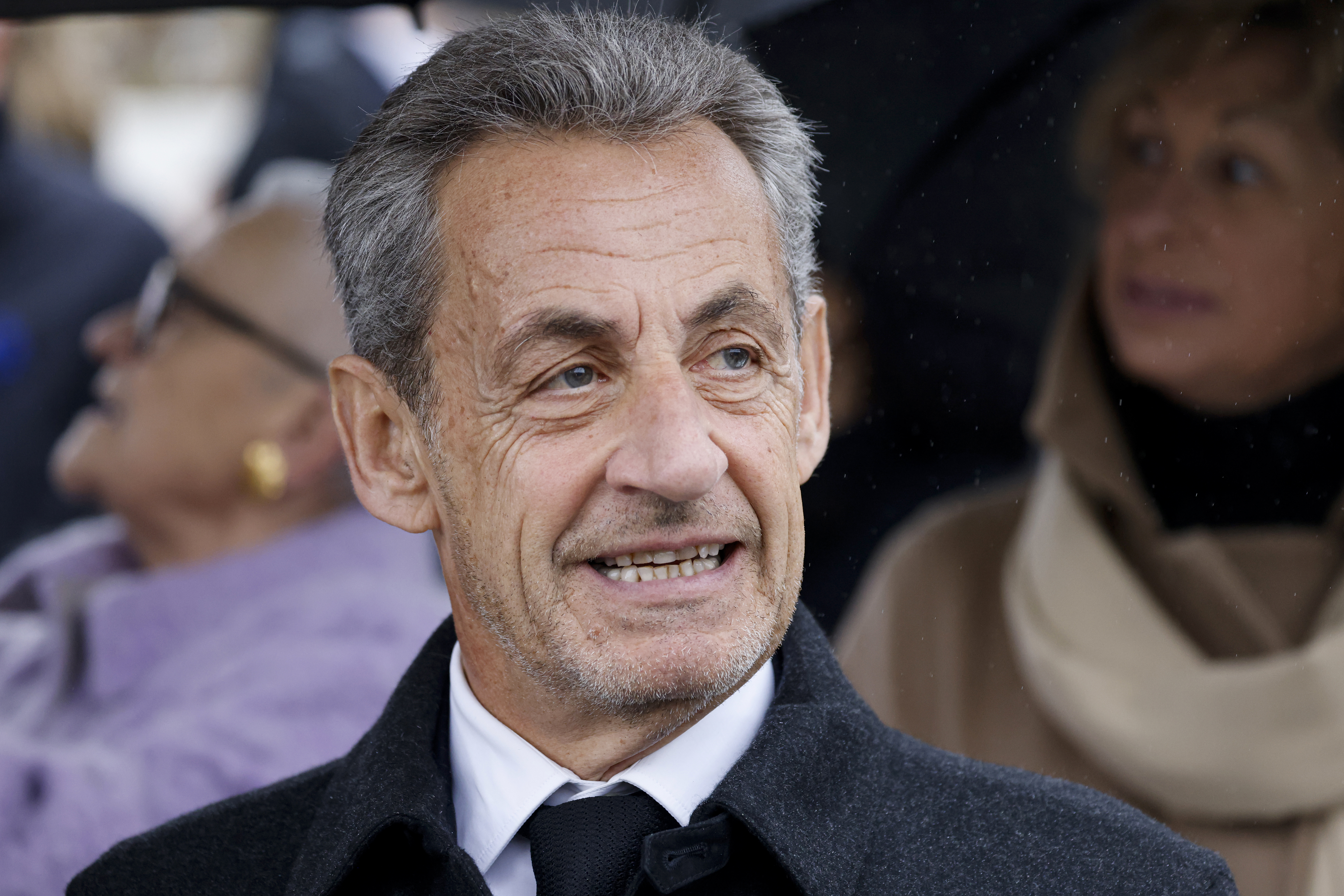 France's former President Nicolas Sarkozy during commemorations marking the 106th anniversary of the November 11, 1918, Armistice, ending World War I, at the Arc de Triomphe in Paris, Monday, Nov. 11, 2024. ( Ludovic Marin, Pool via AP)