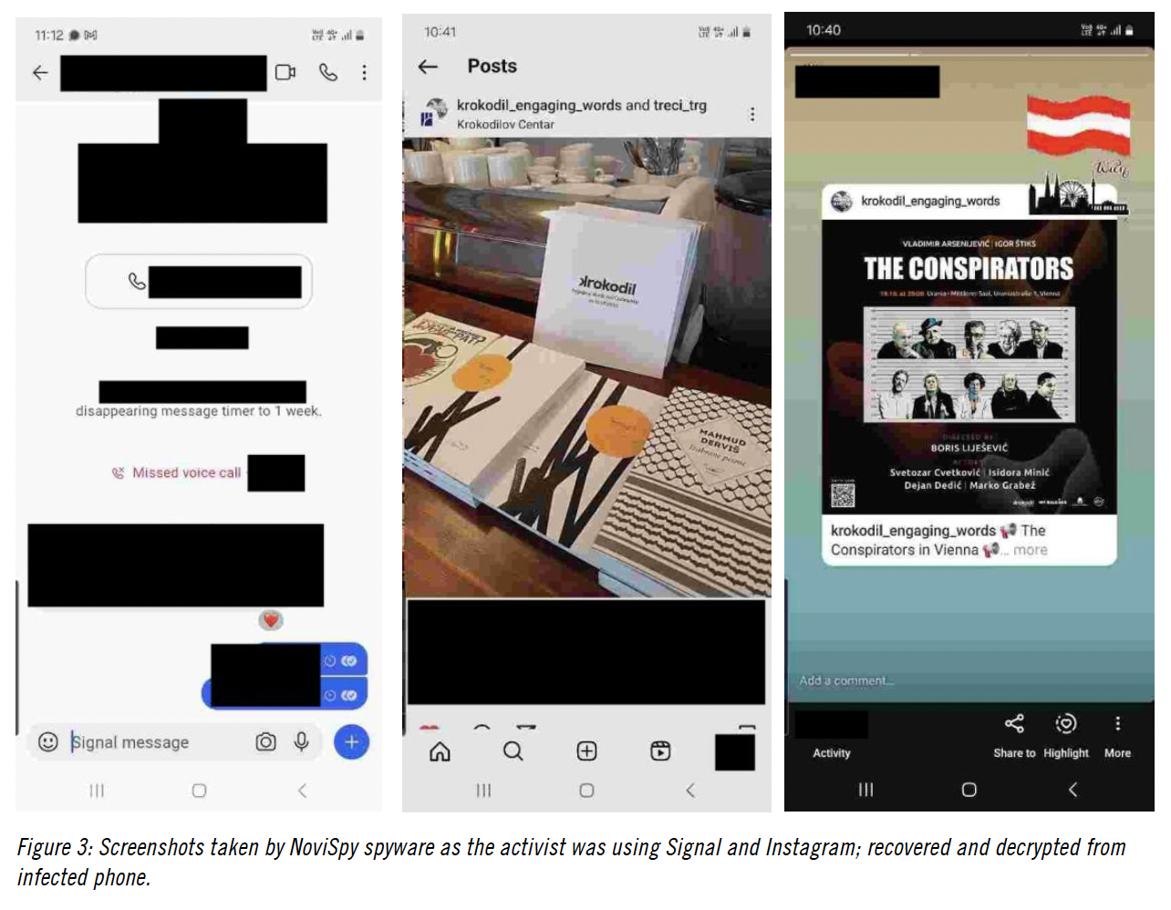 Screenshots taken by NoviSpy spyware.