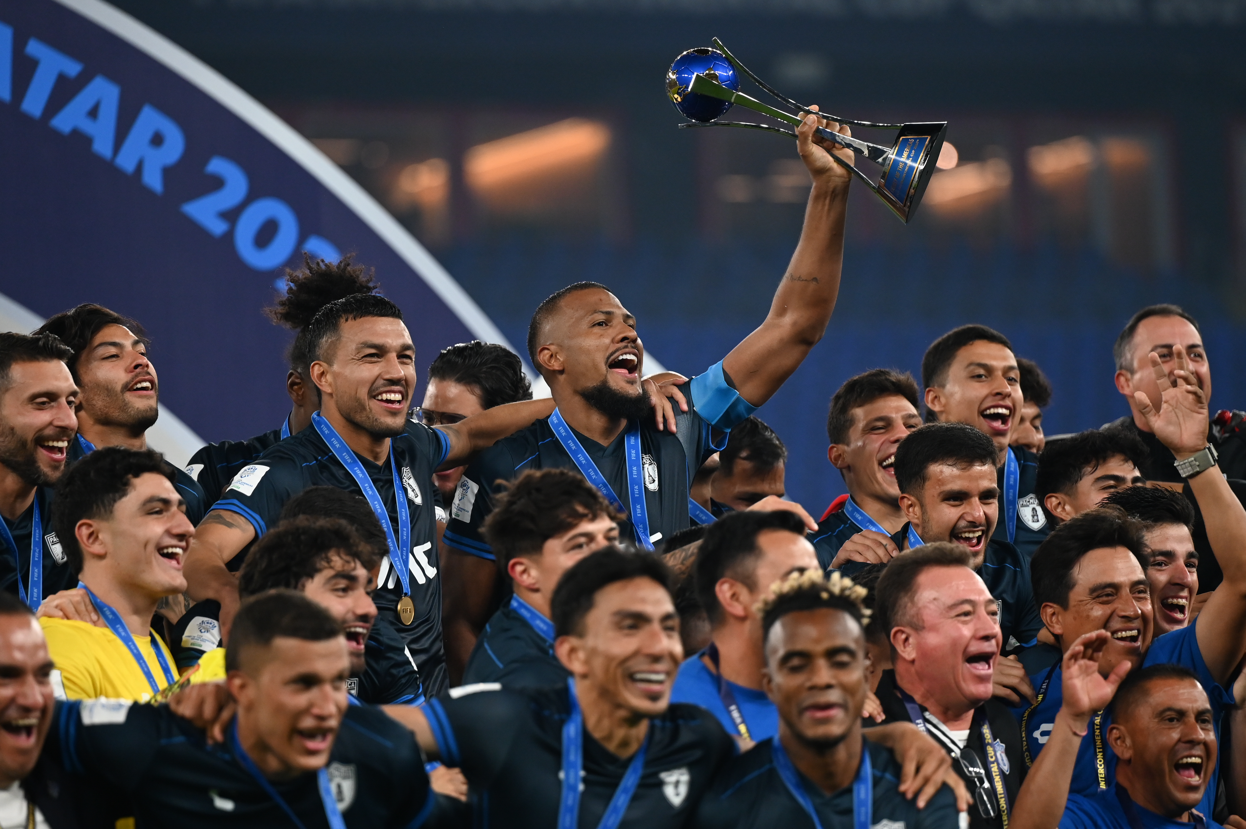 Pachuca players celebrate.