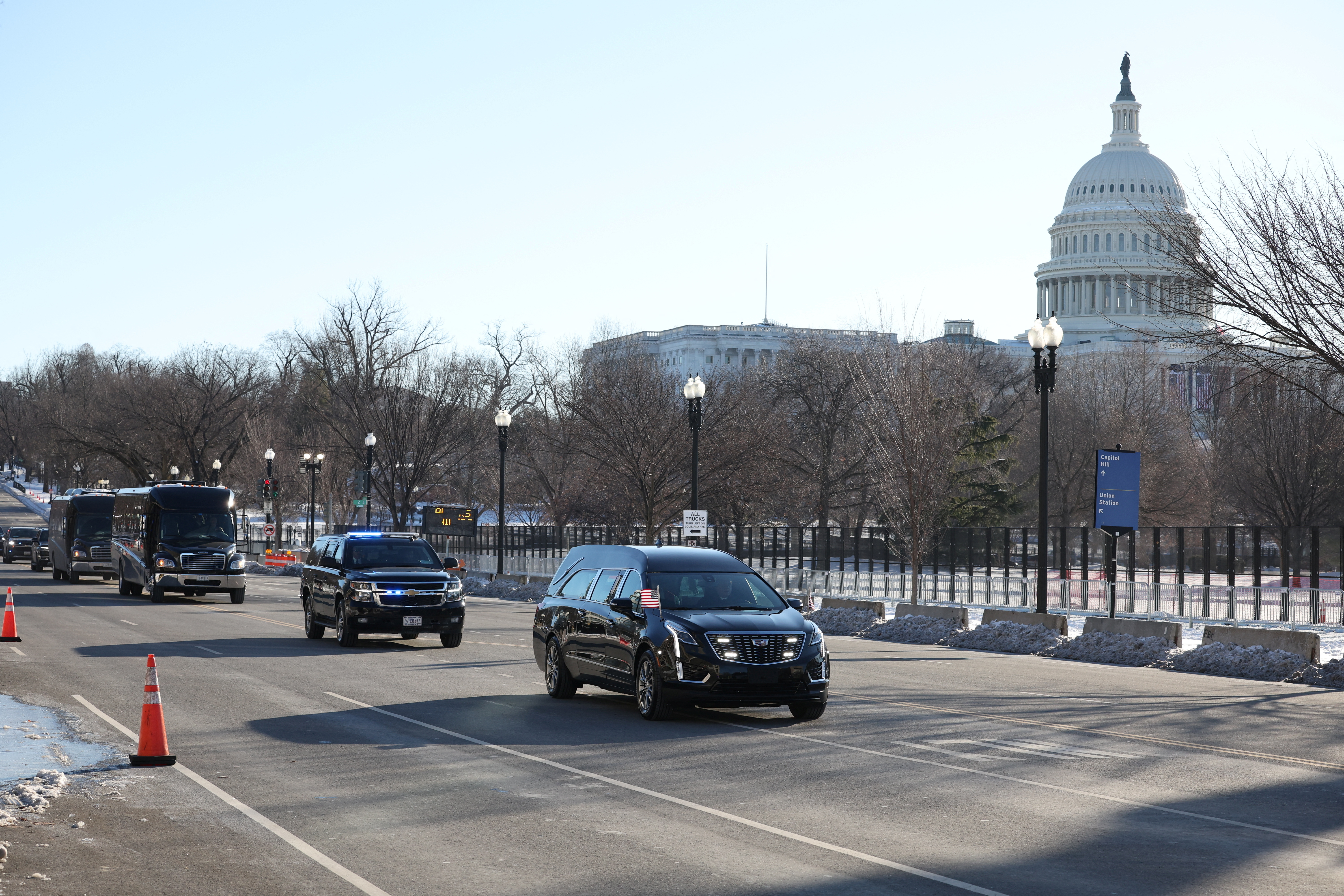 A funeral procession for Jimmy Carter