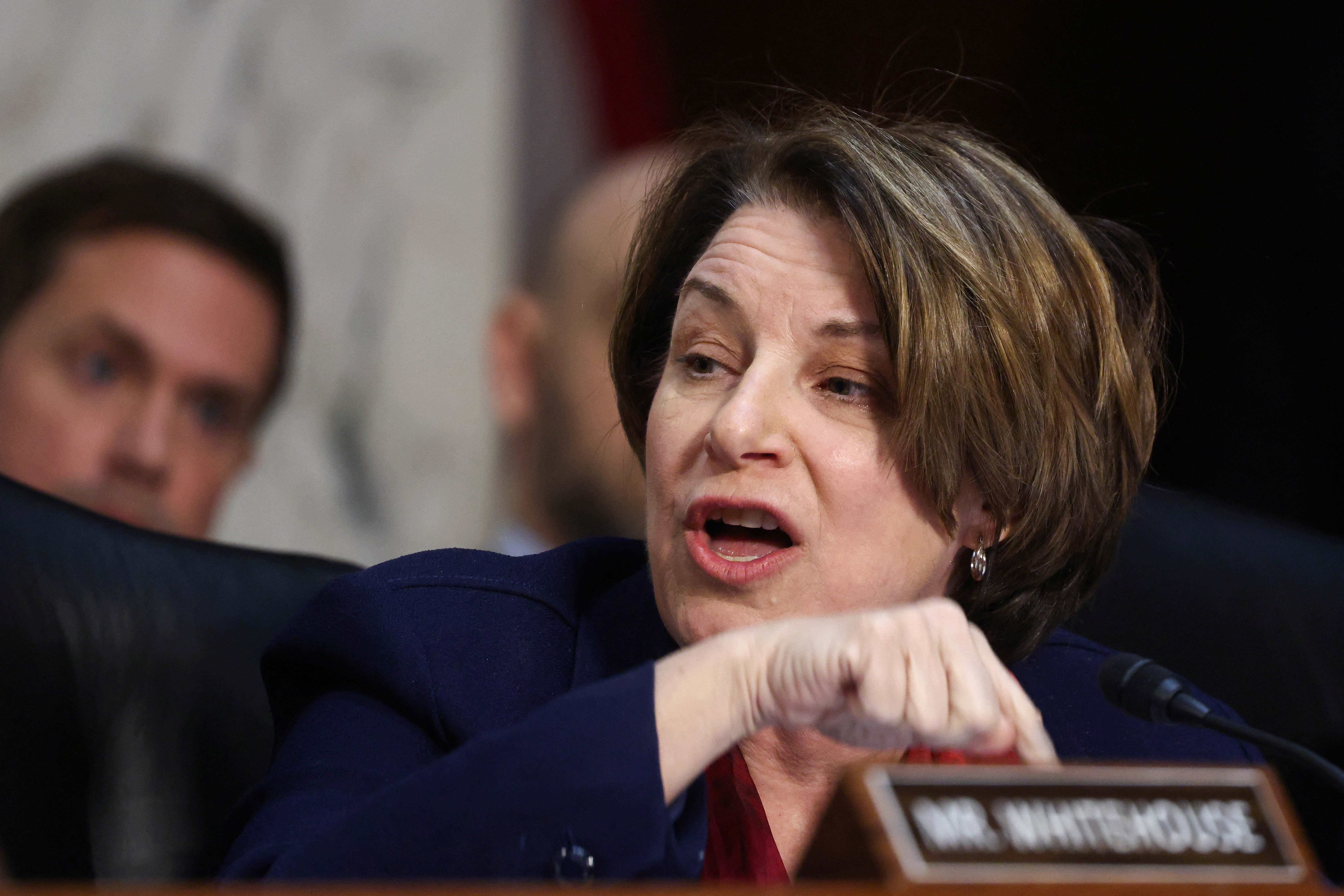 Amy Klobuchar speaks at the Senate Judiciary Committee hearing for Kash Patel
