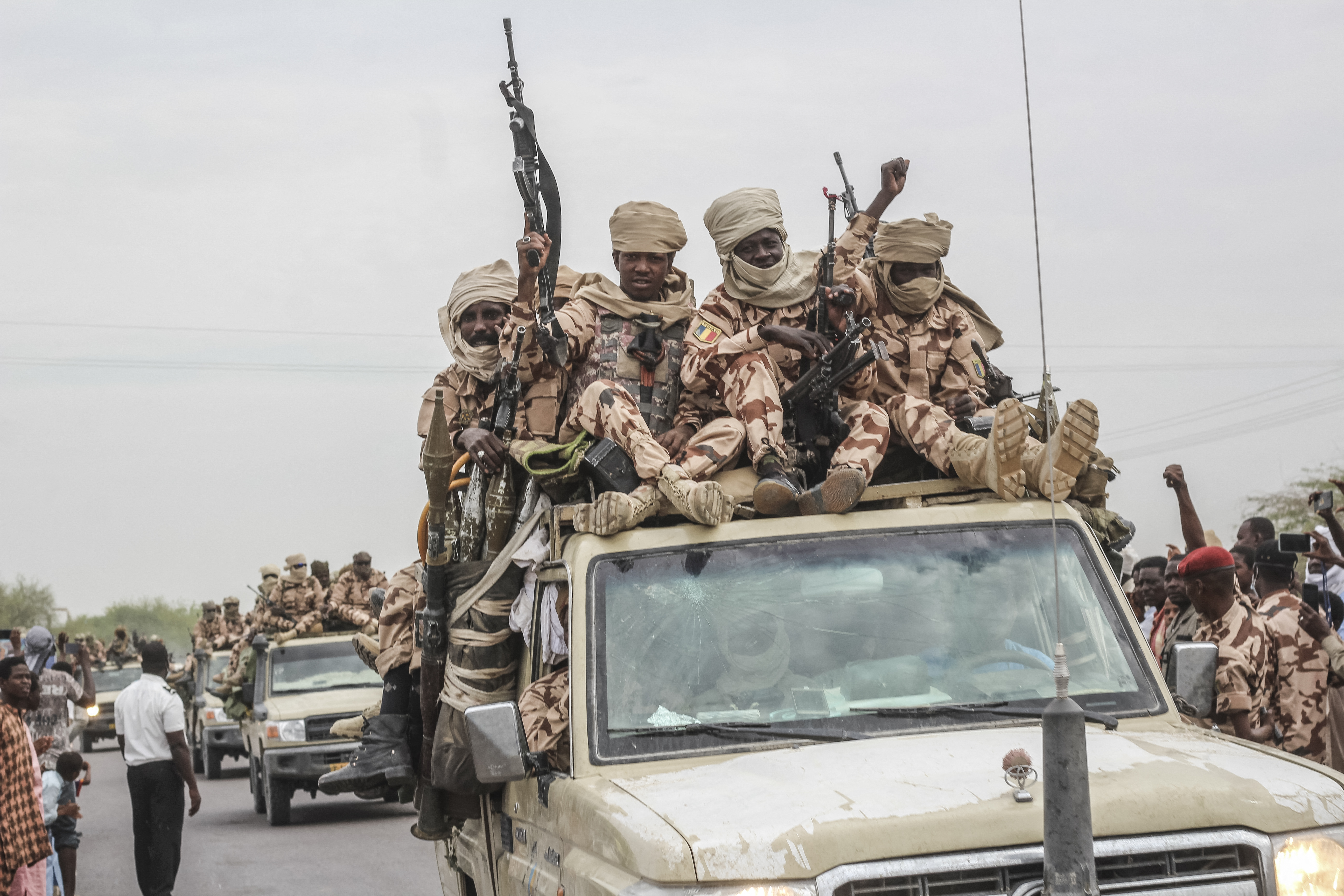 Chadian soldiers parade in capital D'Jamena [File: Djimet Wiche/AFP]