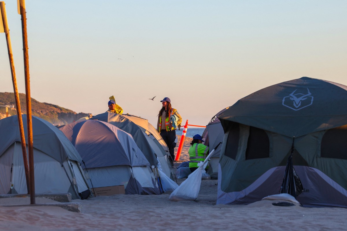 first responders base camp set up at Zuma Beach