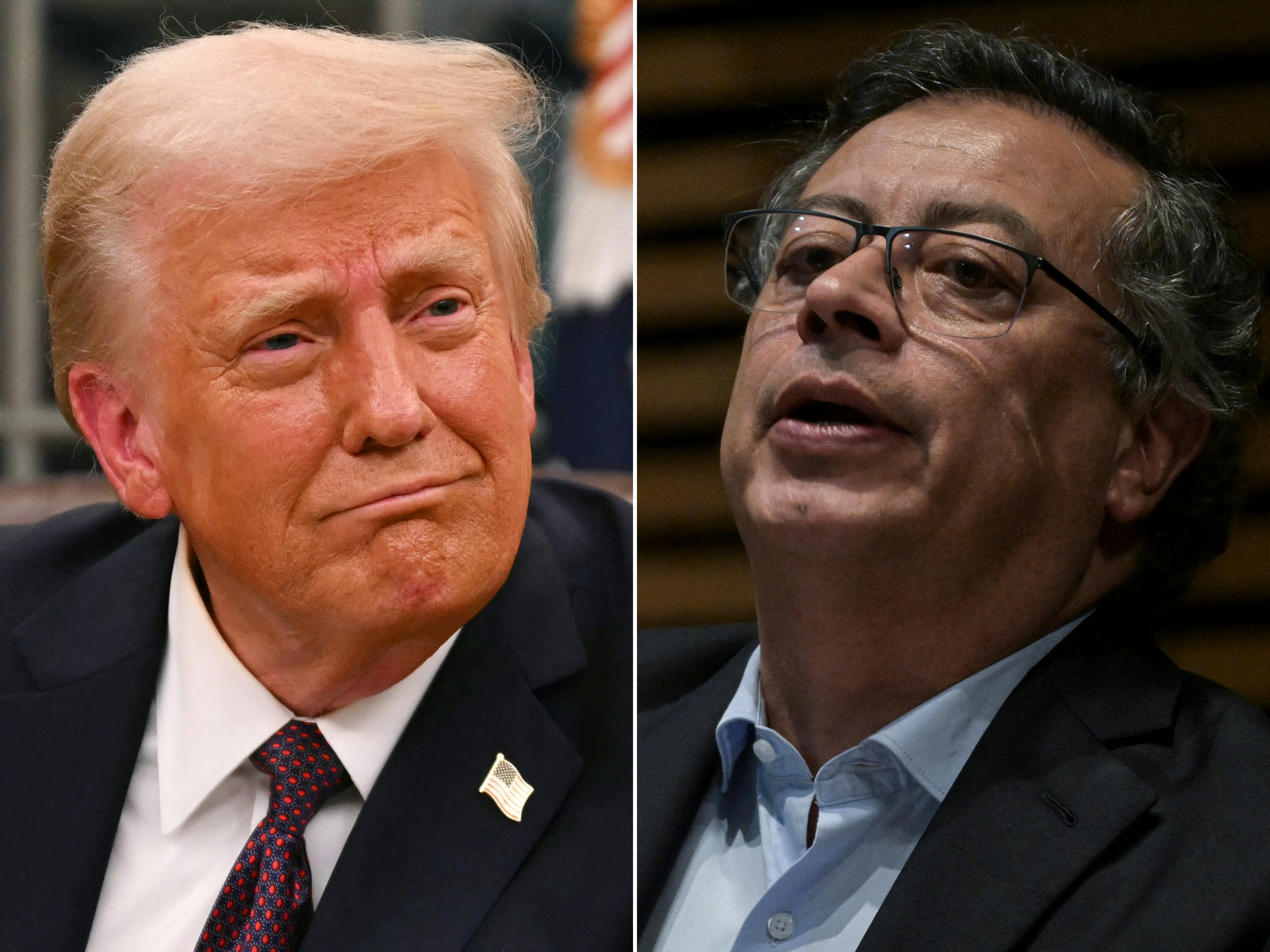Combination of pictures of Donald Trump and Gustavo Petro.