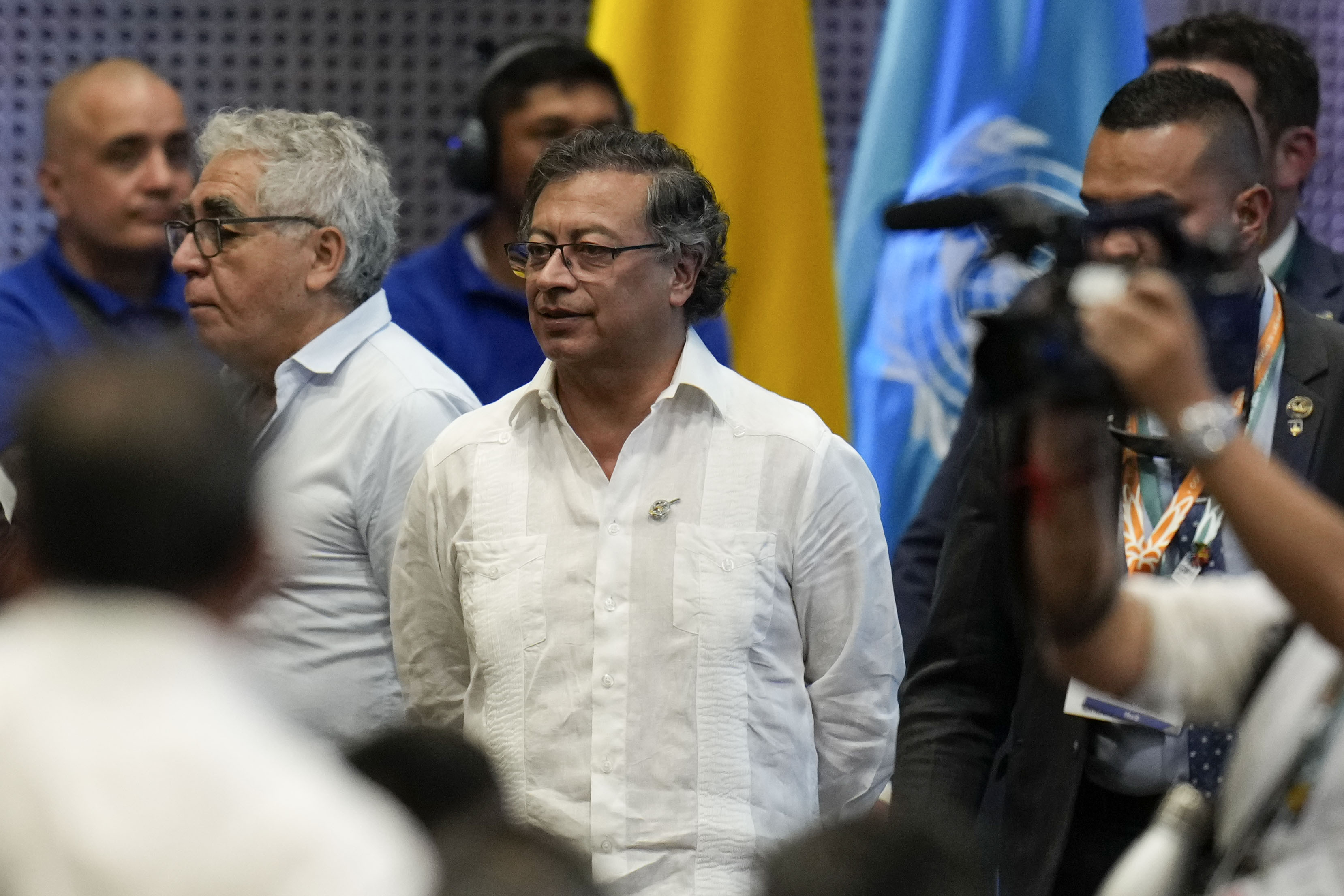 Gustavo Petro stands at the COP 16 conference