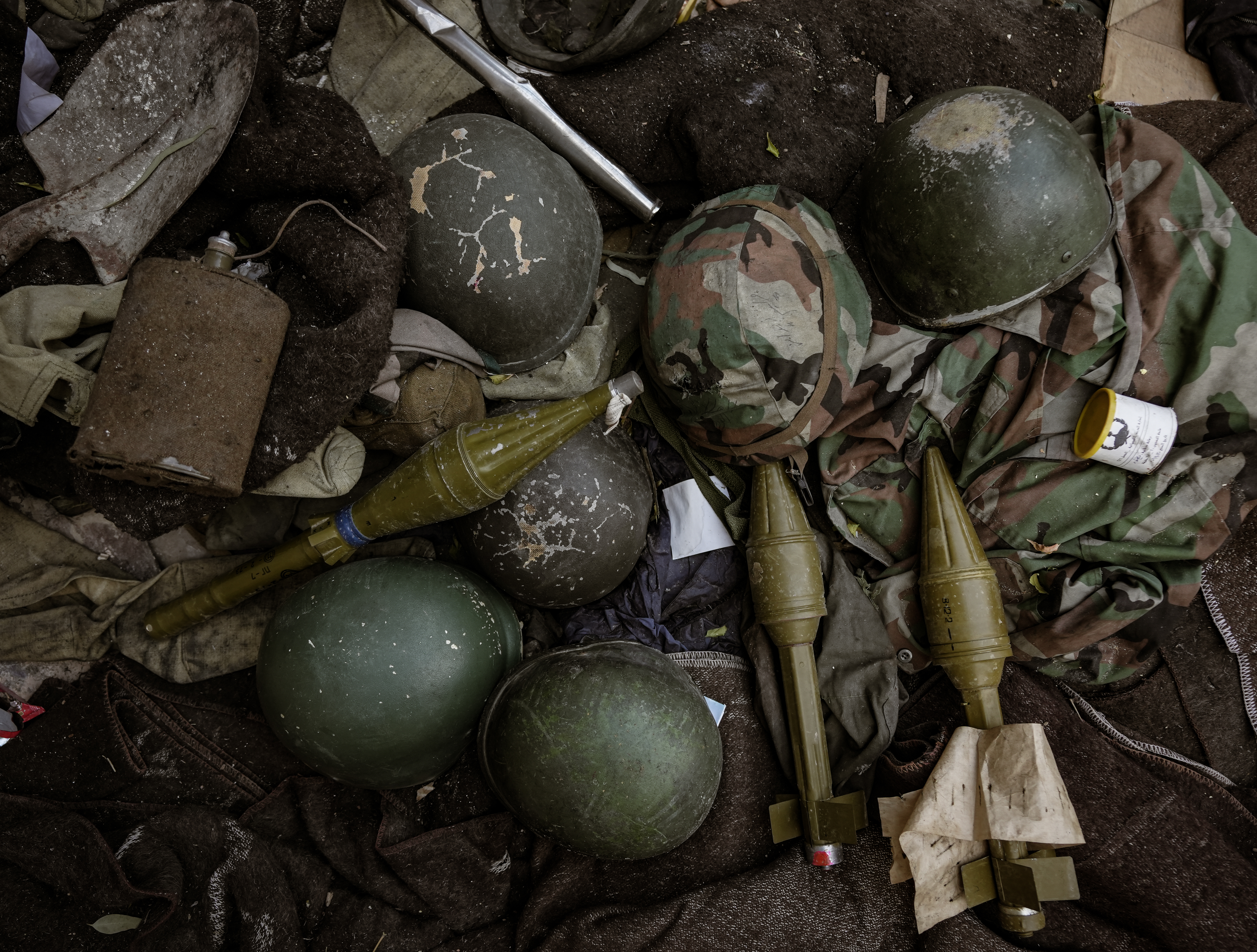 Combat equipment left by the Syrian army after the fall of Bashar al-Assad's regime and the control of the Military Operations Administration forces over the "Palestine Branch" prison December 20, 2024.