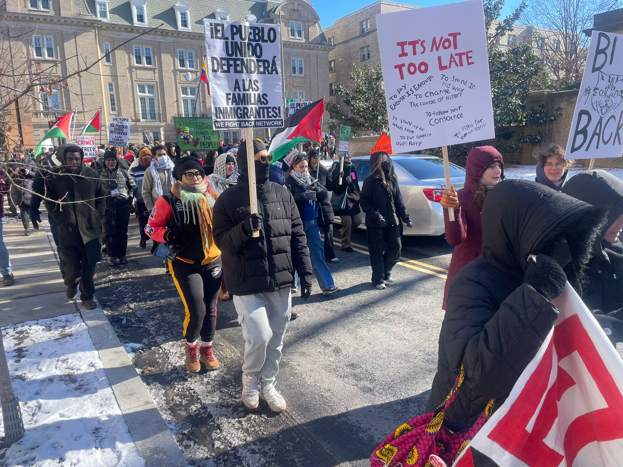 Protesters march in Washington, DC