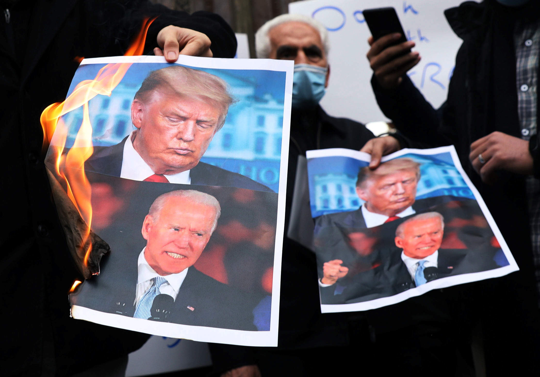 Poster showing Trump and Biden burns