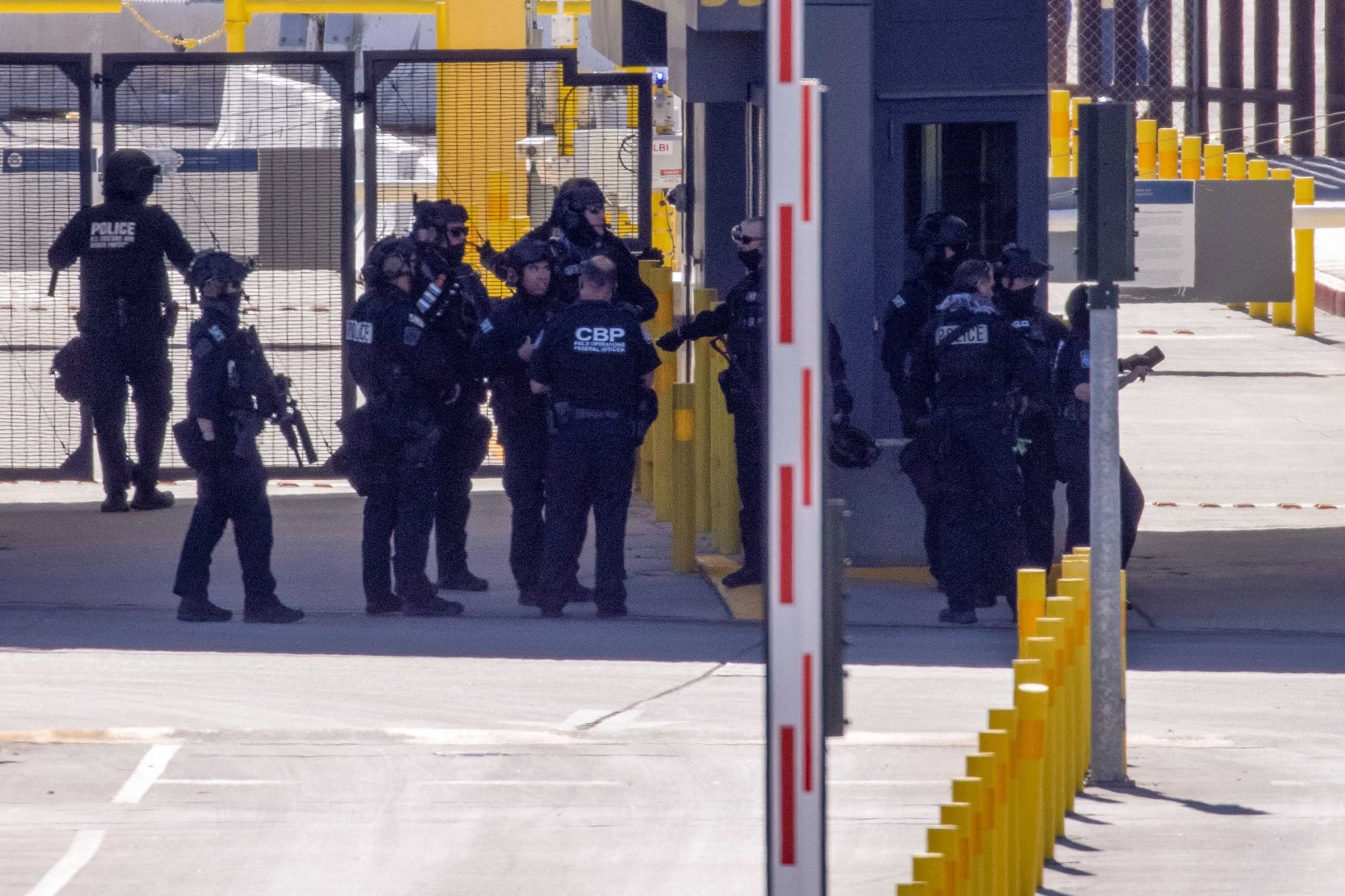 US Customs and Border Protection at the San Ysidro border crossing with Mexico in San Diego, California in March 2021