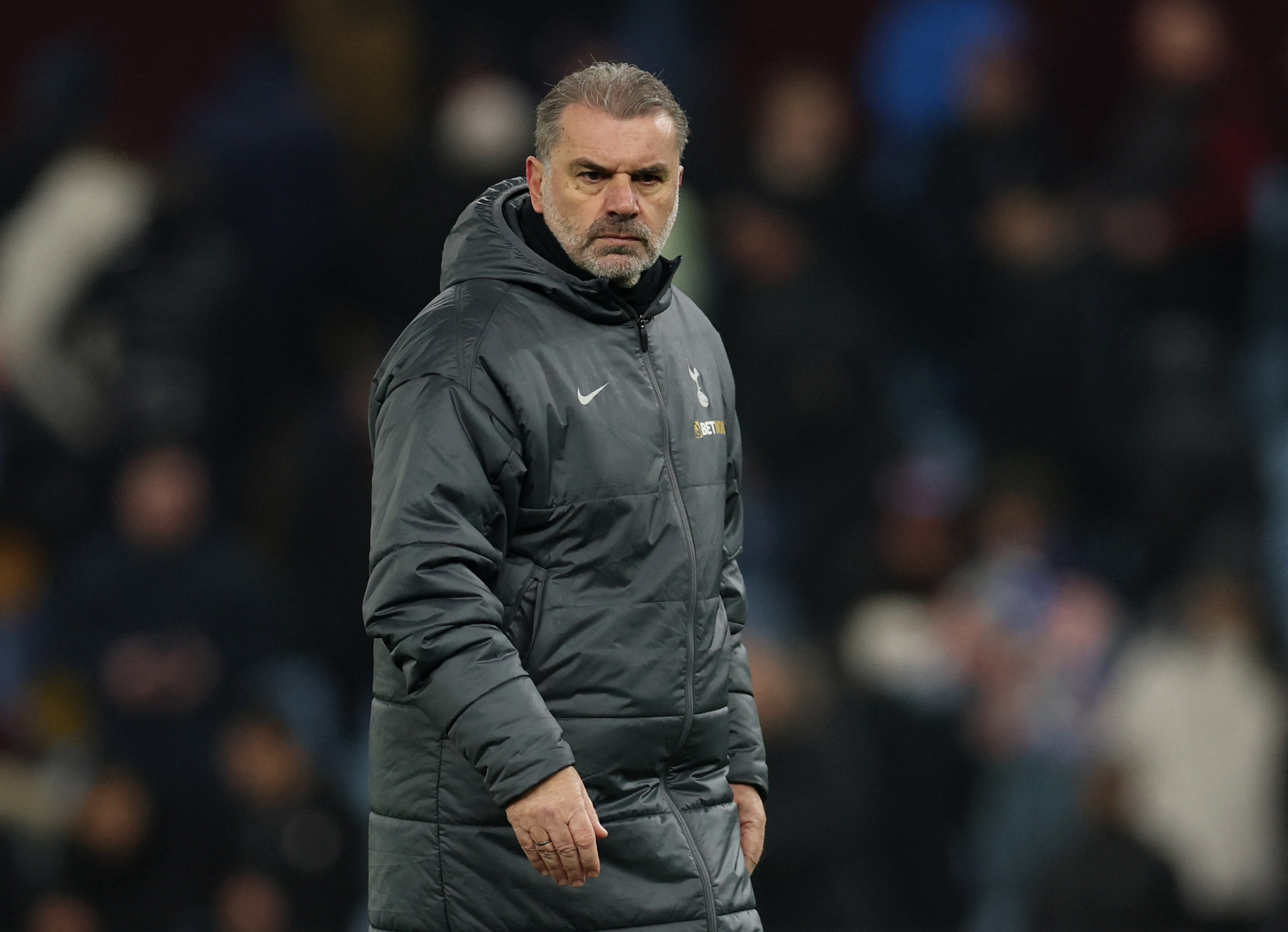Soccer Football - FA Cup - Fourth Round - Aston Villa v Tottenham Hotspur - Villa Park, Birmingham, Britain - February 9, 2025 Tottenham Hotspur manager Ange Postecoglou reacts after the match REUTERS/Chris Radburn