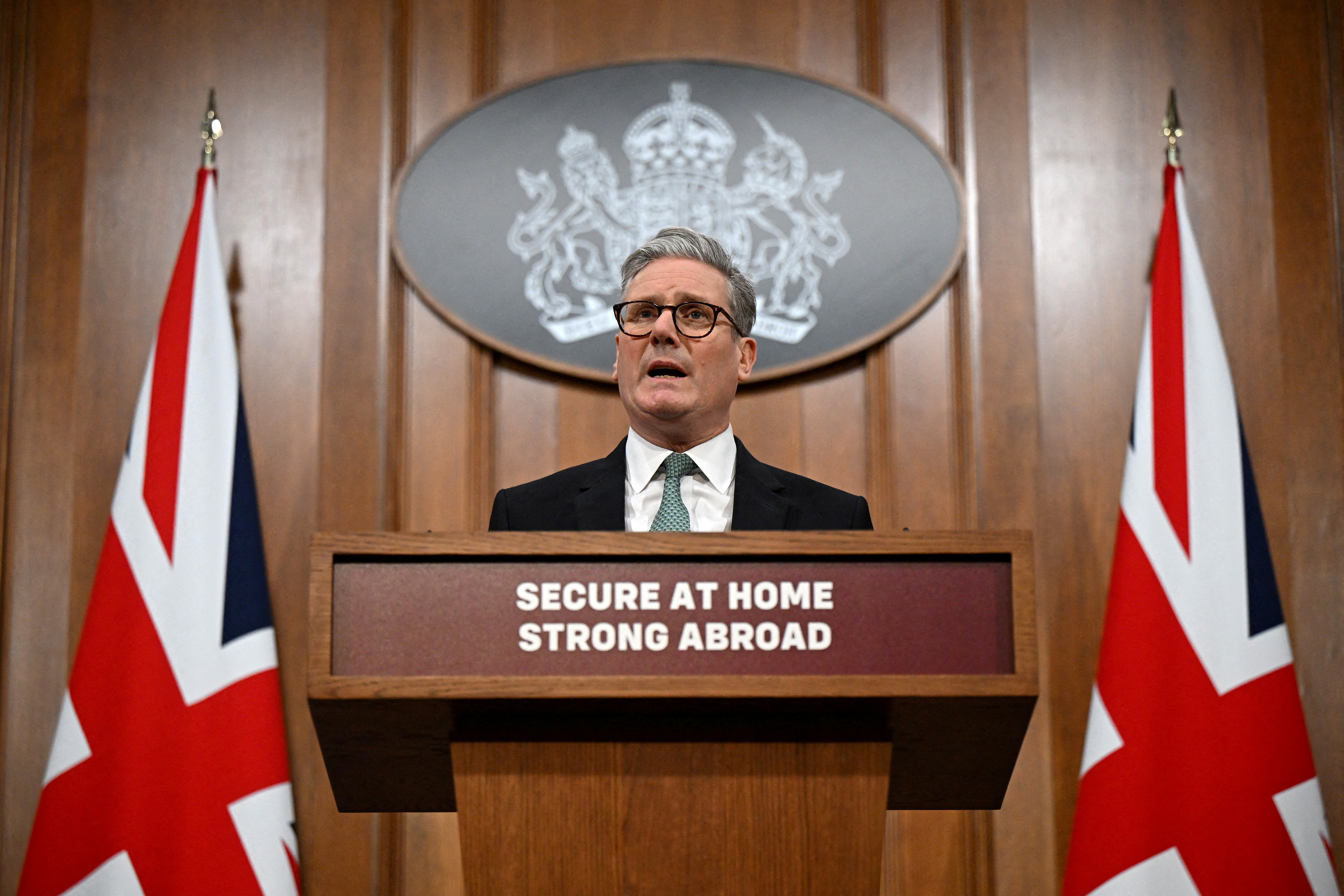 Prime Minister Keir Starmer delivers a statement on Defence spending at Downing Street