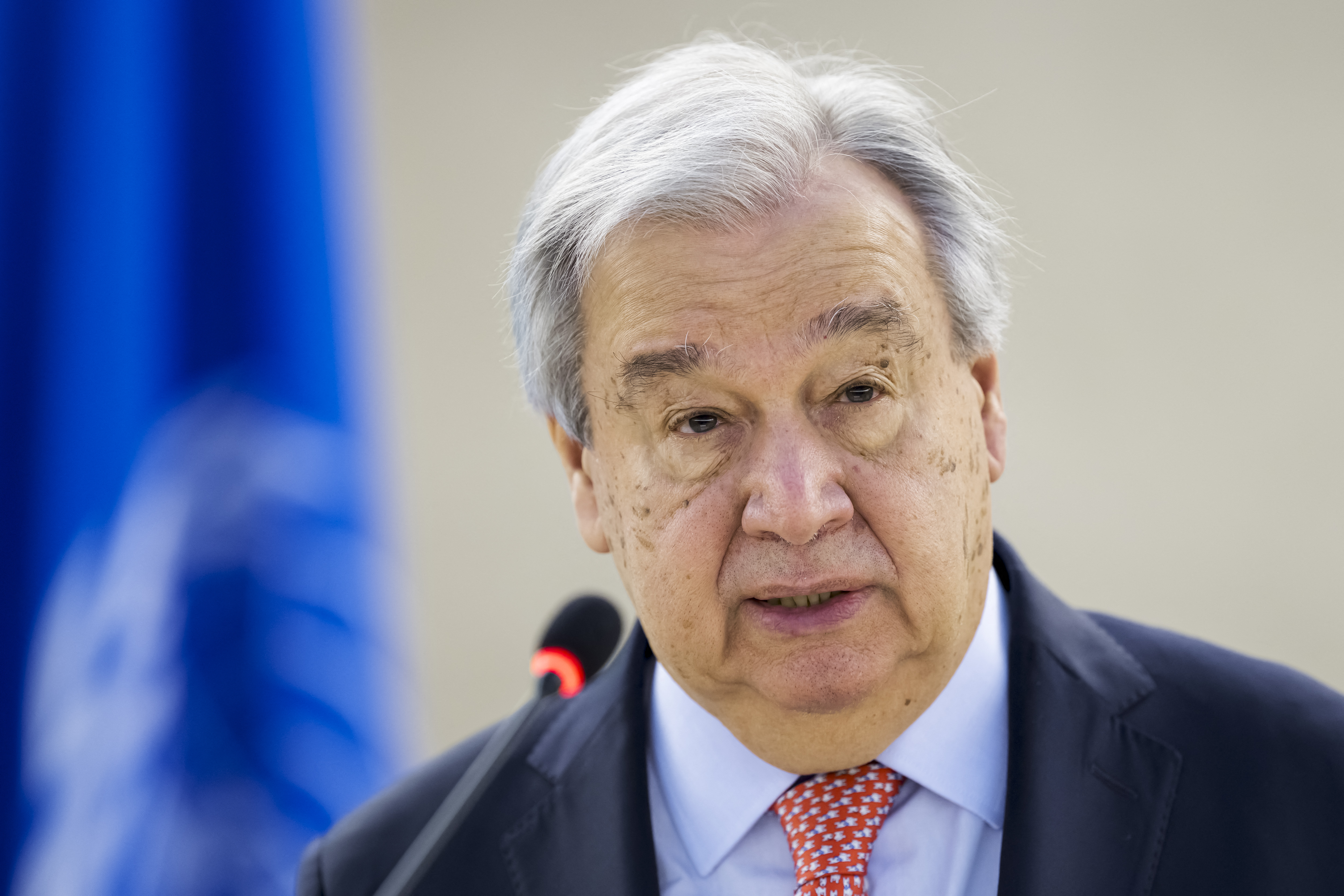UN Secretary-General Antonio Guterres delivers a speech at the opening of the 58th session of the United Nations Human Rights Council in Geneva, on February 24, 2025 [Fabrice Coffrini/AFP]