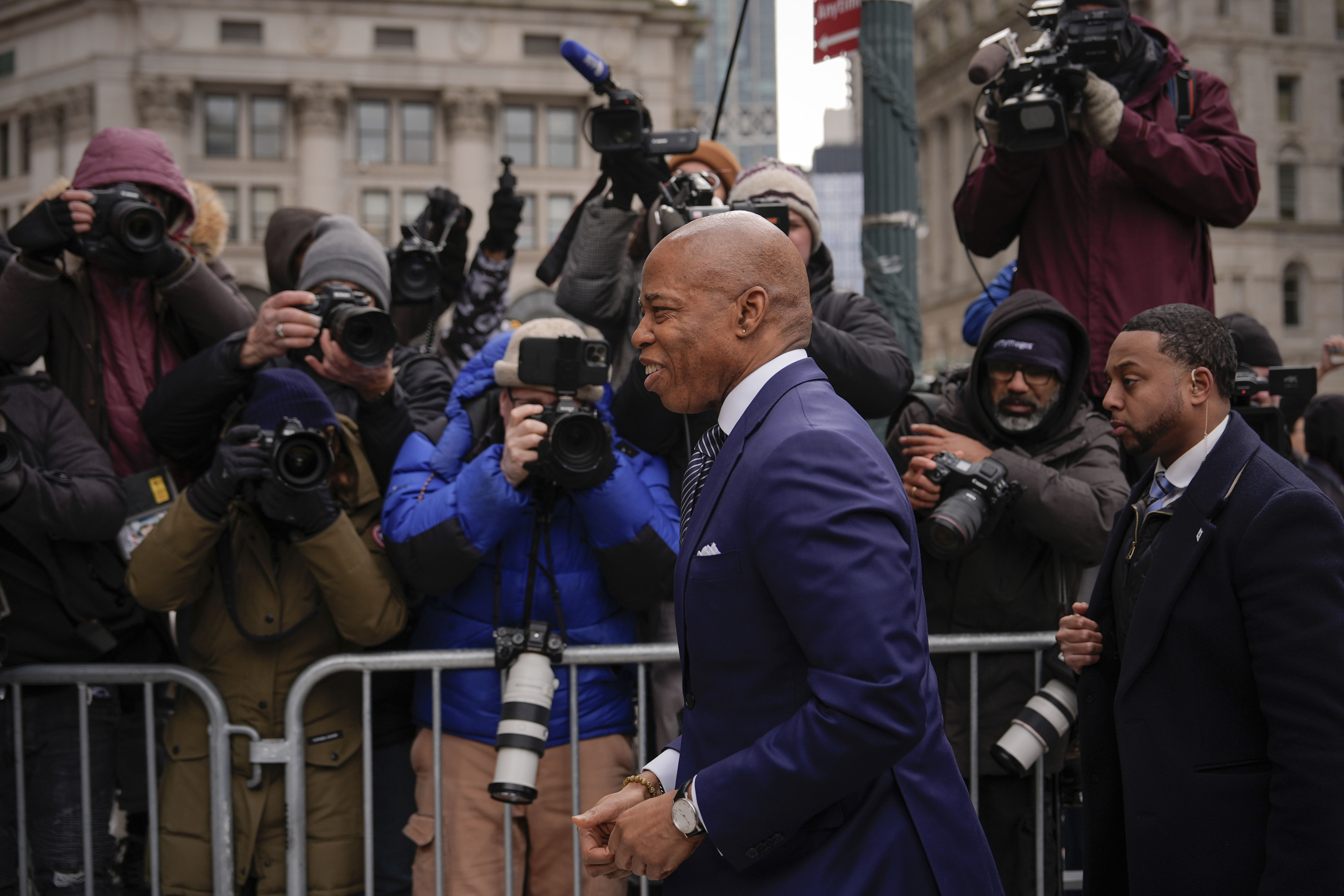 Eric Adams arrives at court