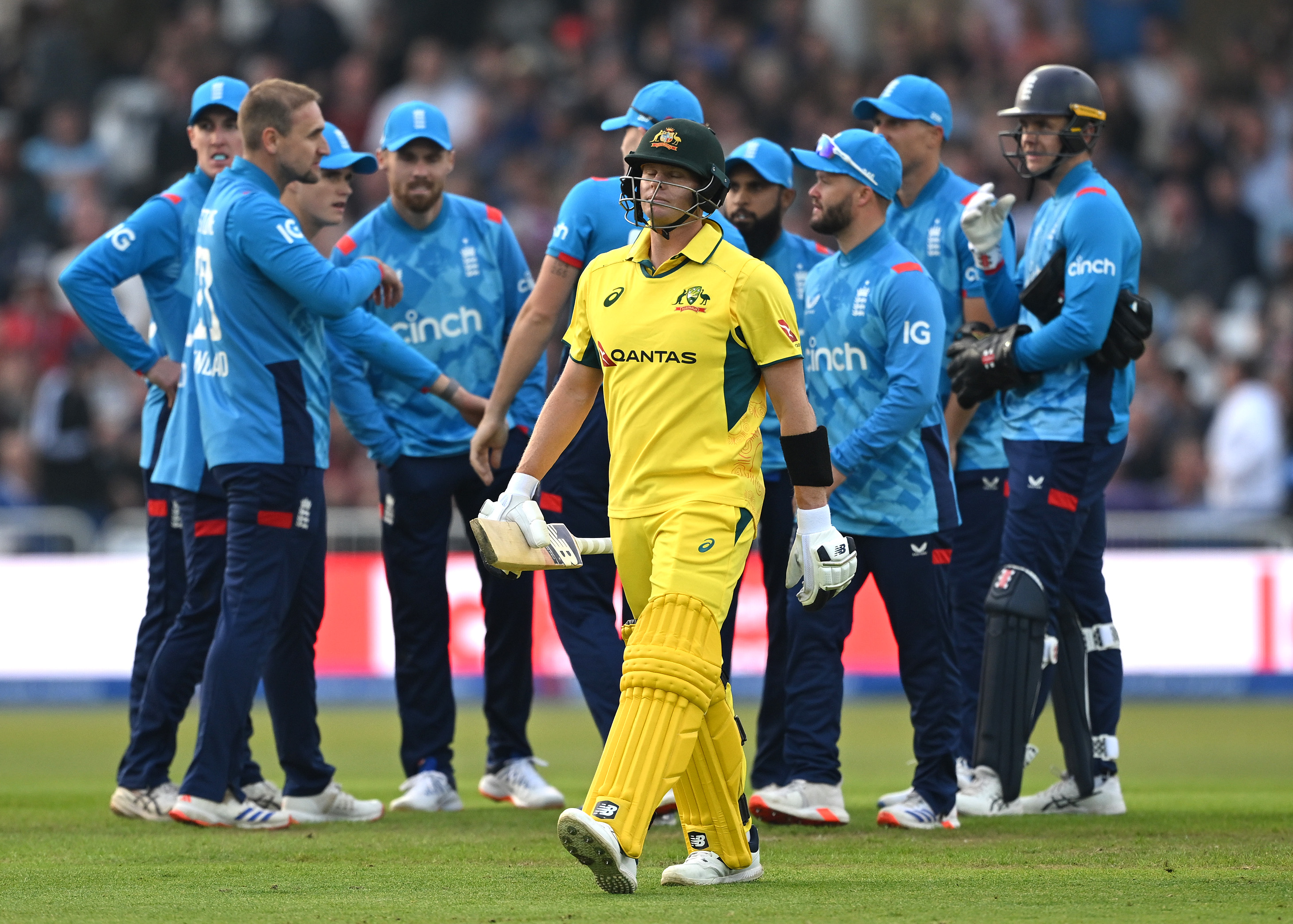 Steve Smith of Australia heads back to the pavilion.