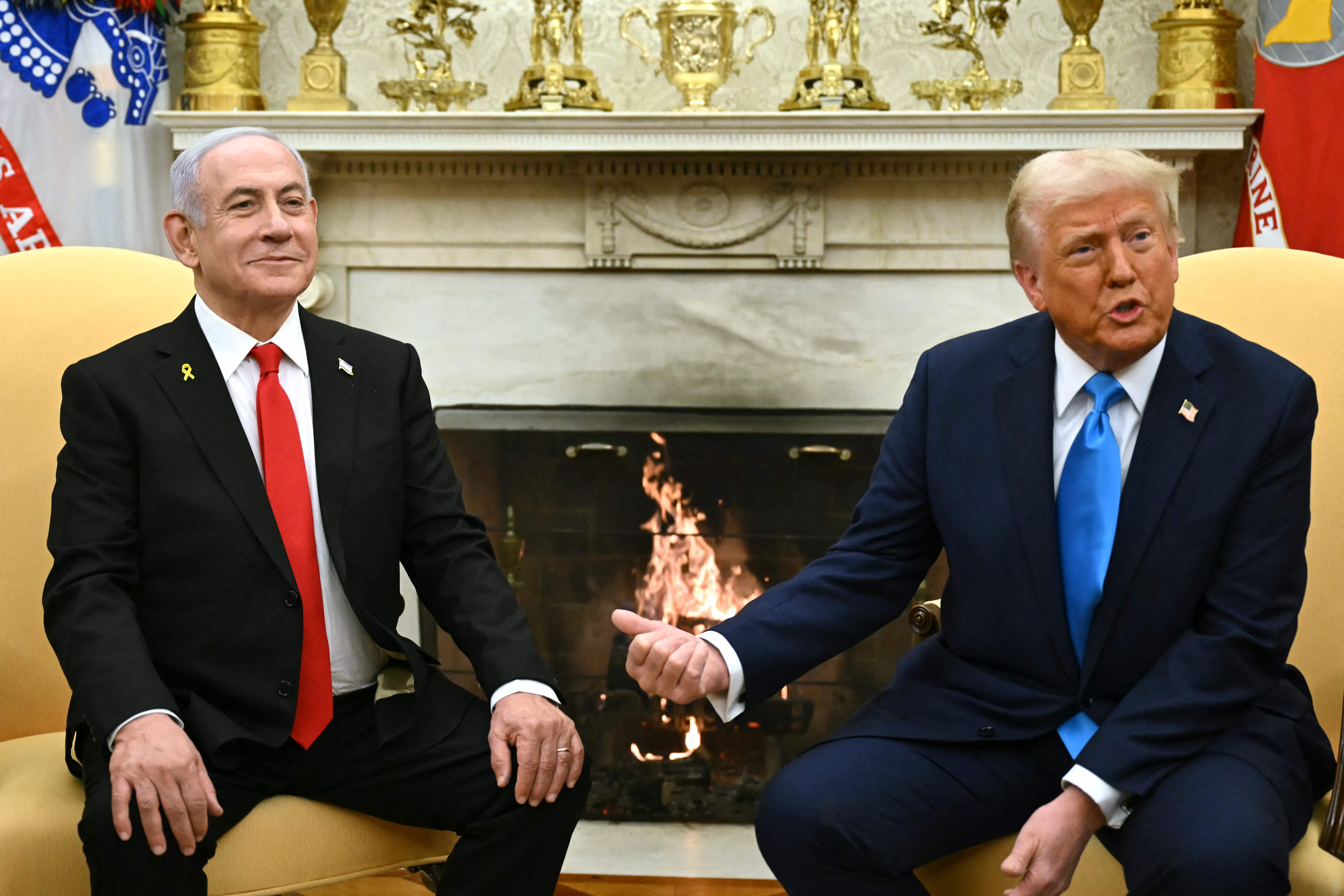 US President Donald Trump meets Israel's Prime Minister Benjamin Netanyahu
