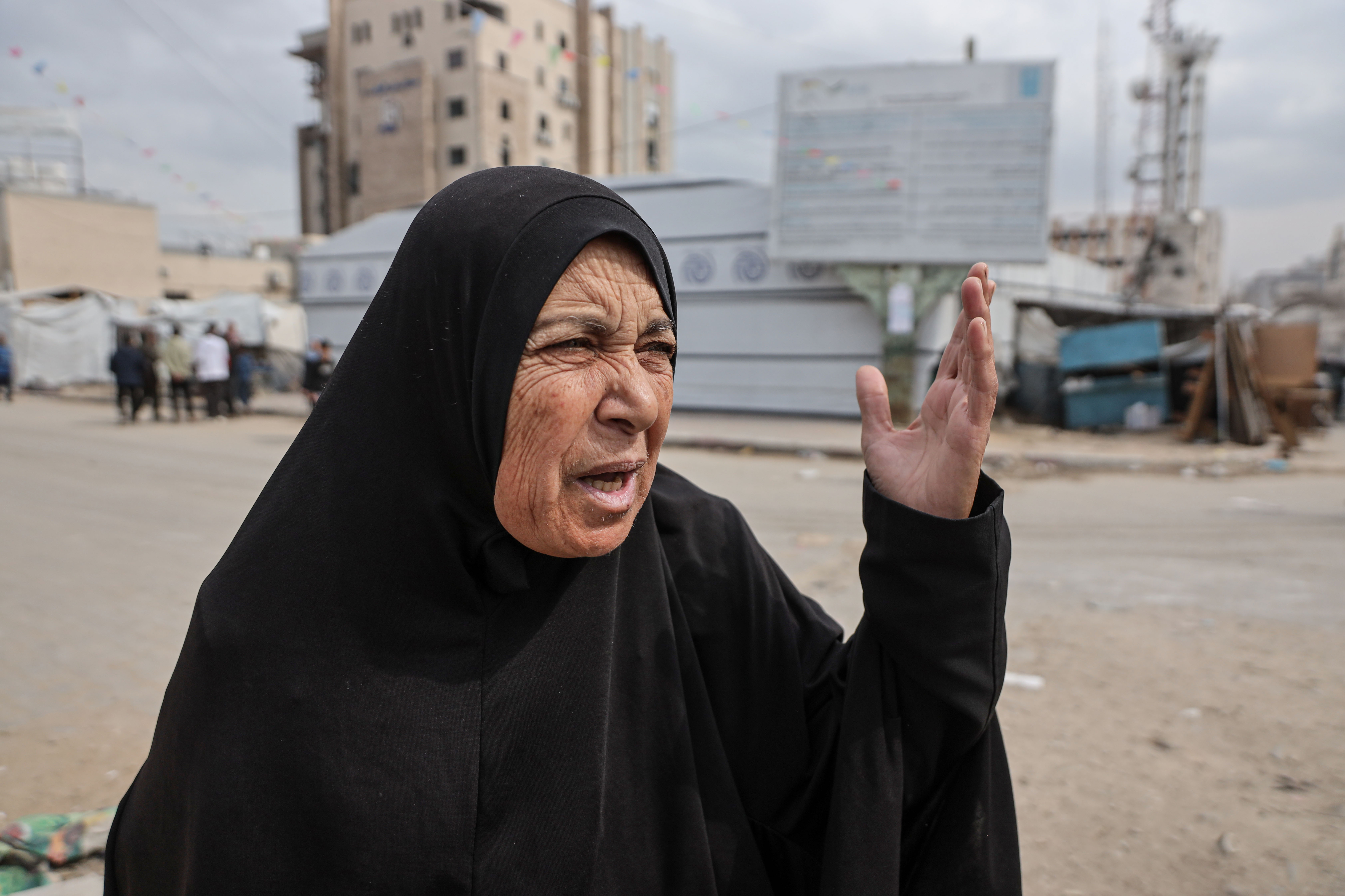 Jamila Mahmoud, 62, rejects to Trump’s threats, considering them phycological warfare [Abdelhakim Abu Riash, Al Jazeera]